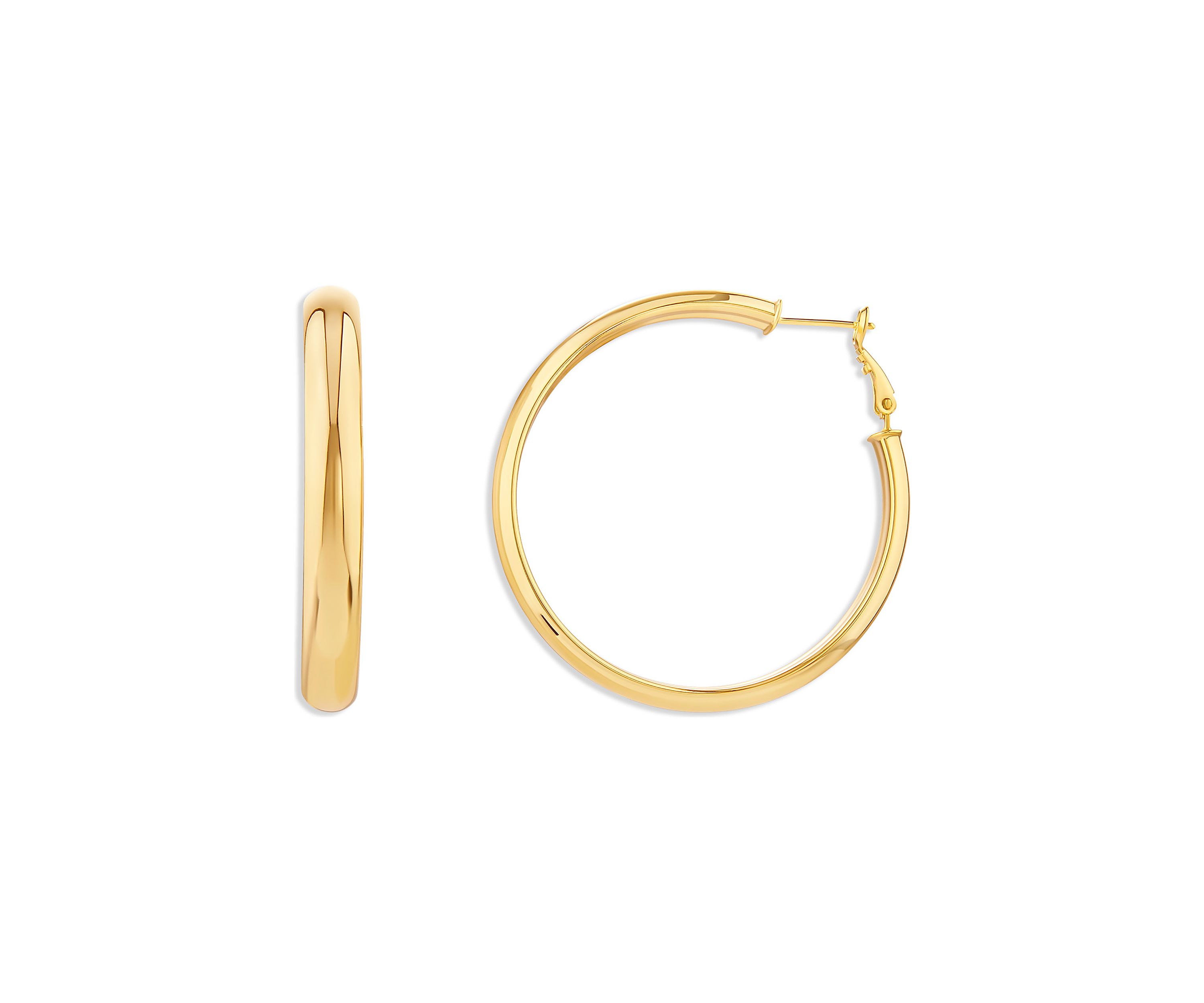 Gold Over Silver Plated 50 Millimeter Round Hoop Earrings