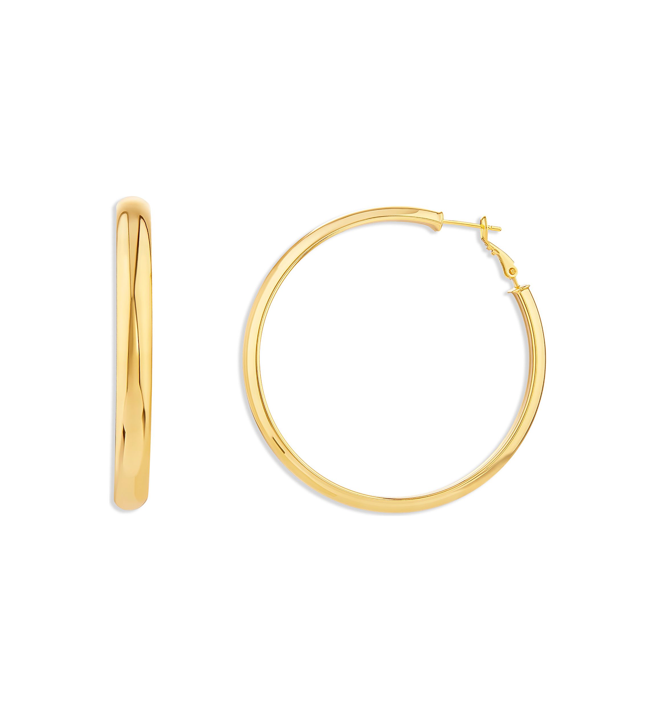 Gold Over Silver Plated 60 Millimeter Round Hoop Earrings