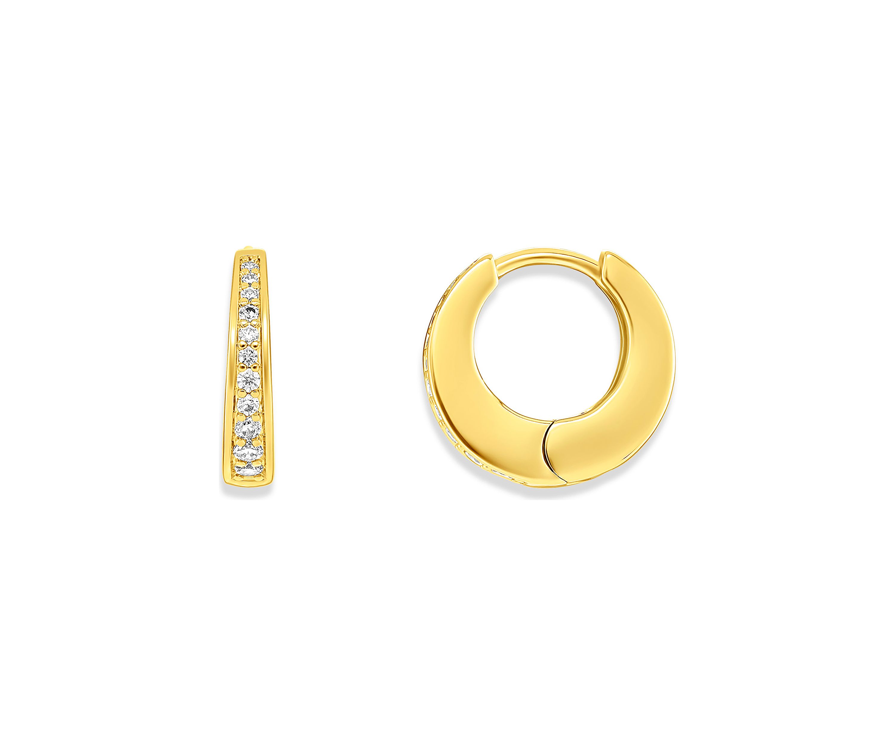 Gold Tone Pavé Bezel Hoop Earrings