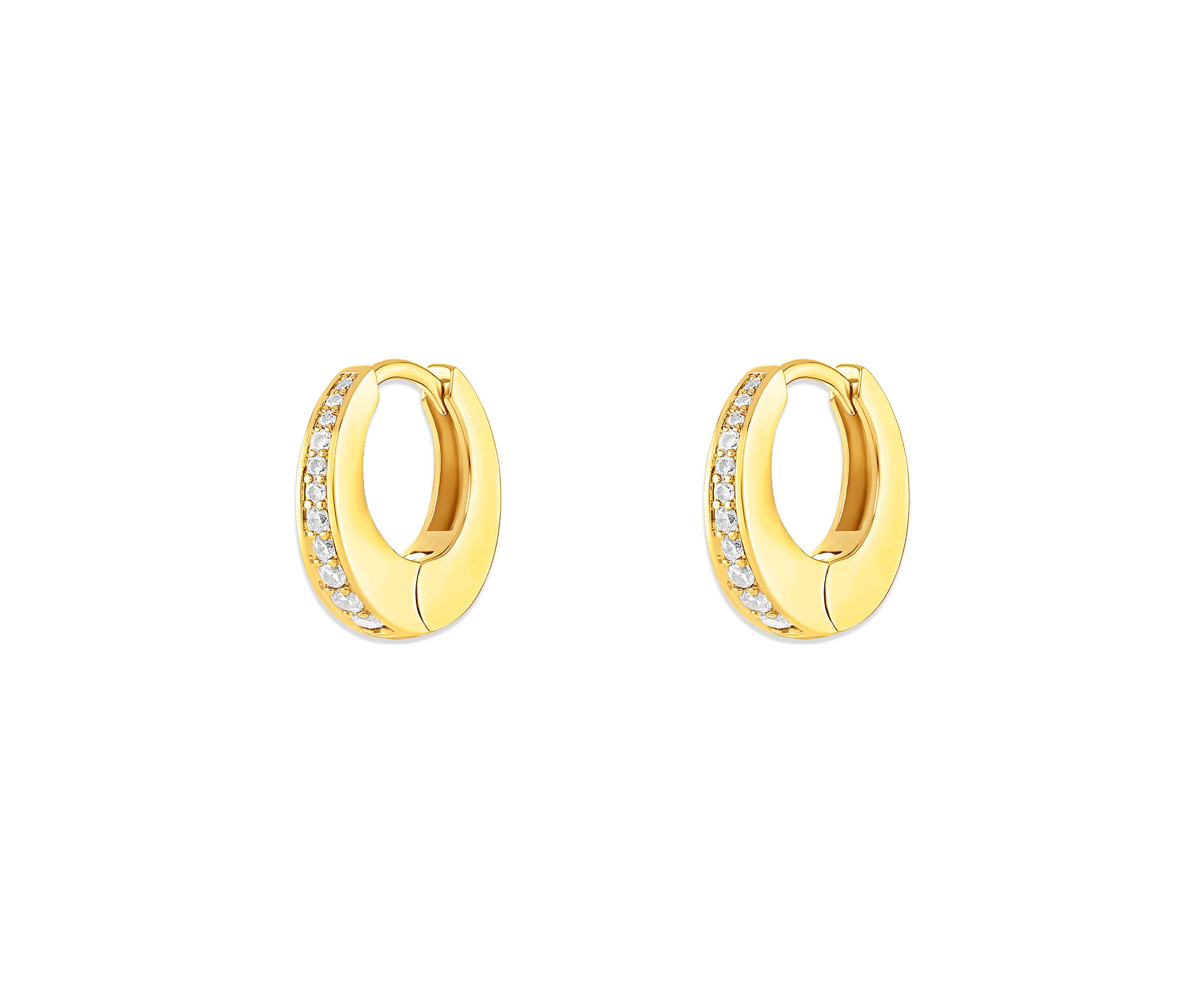 Gold Tone Pavé Bezel Hoop Earrings