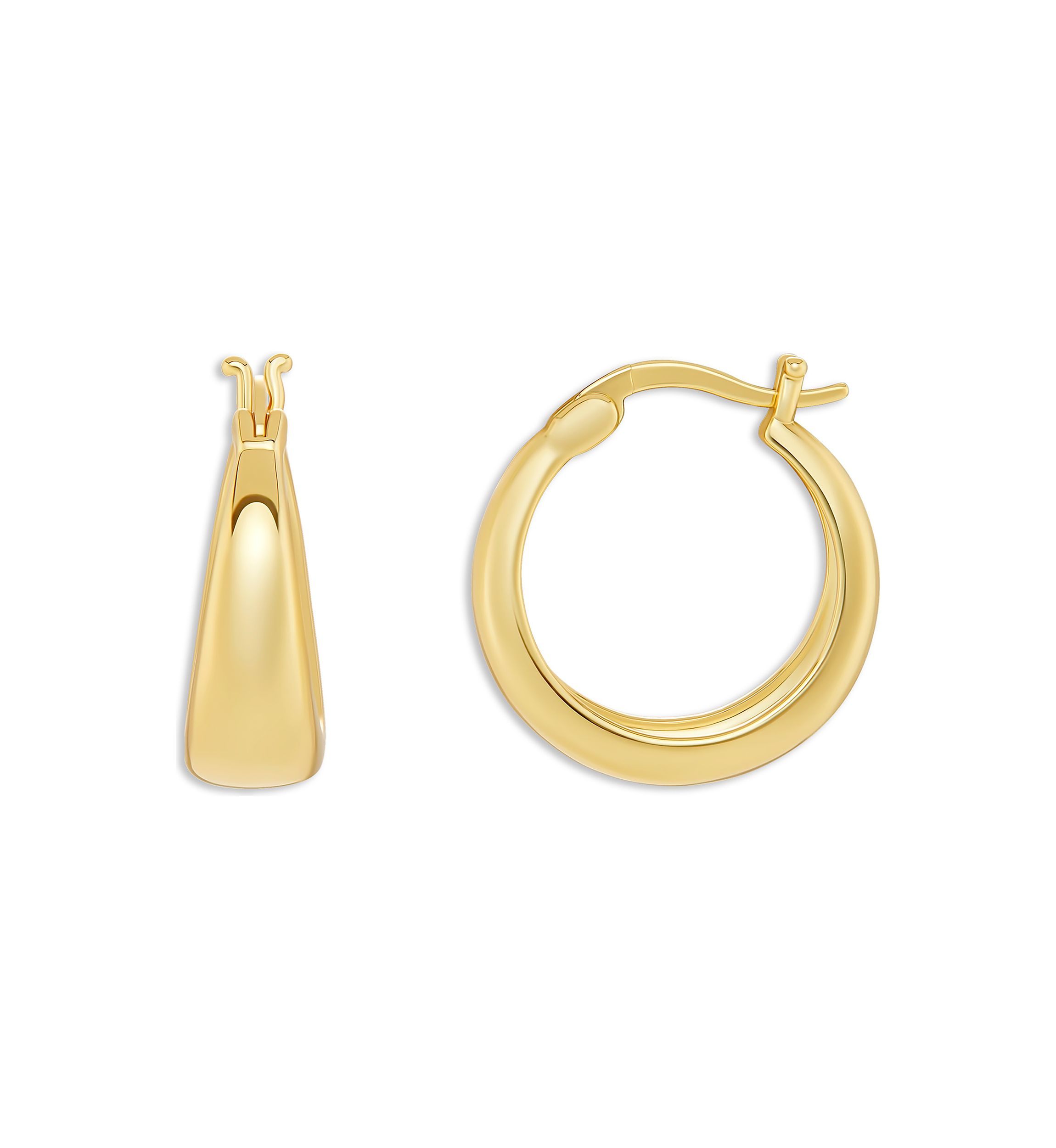 Gold Plated 20 Millimeter Polished Graduated Hoop Earrings