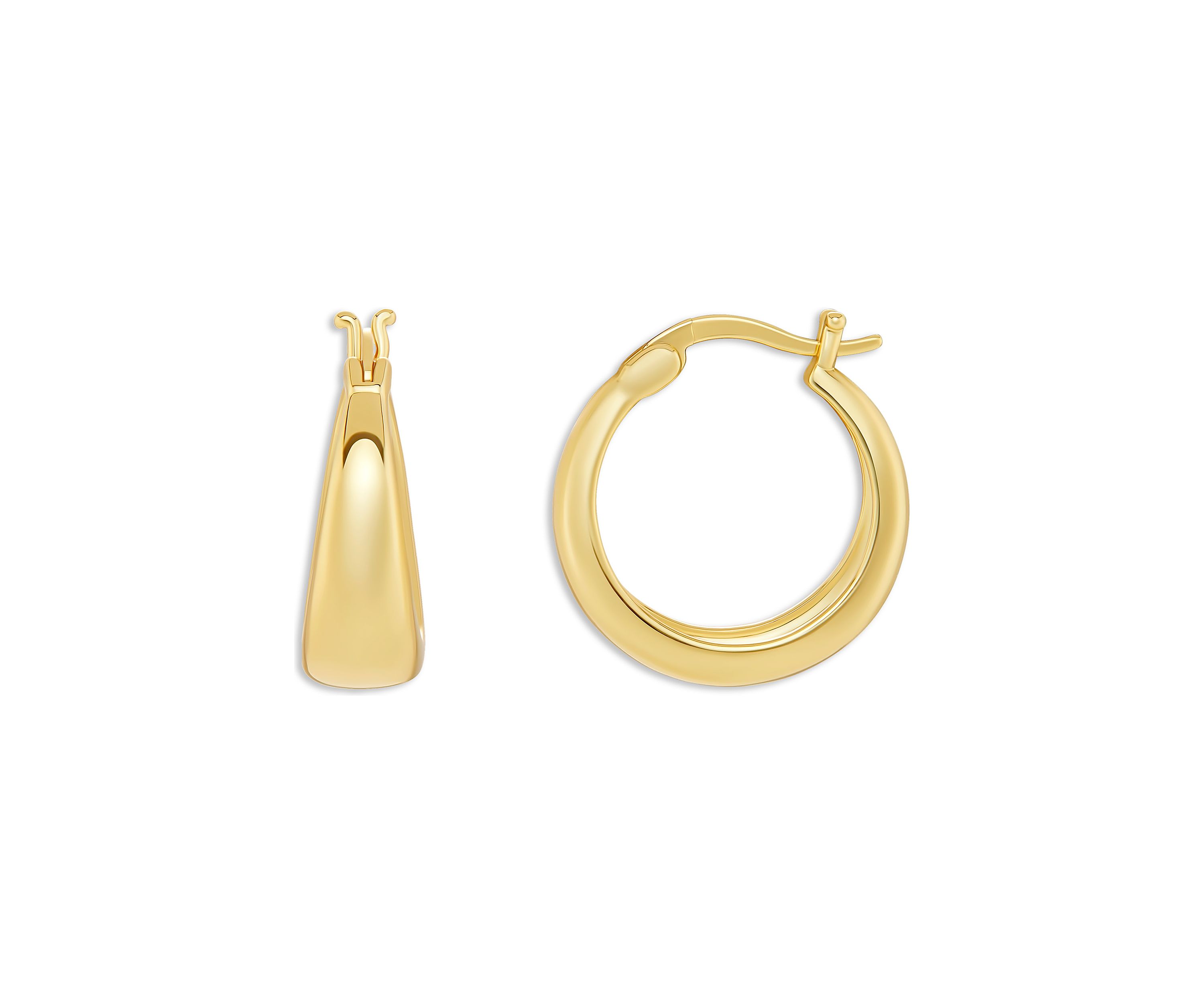 Gold Plated 20 Millimeter Polished Graduated Hoop Earrings