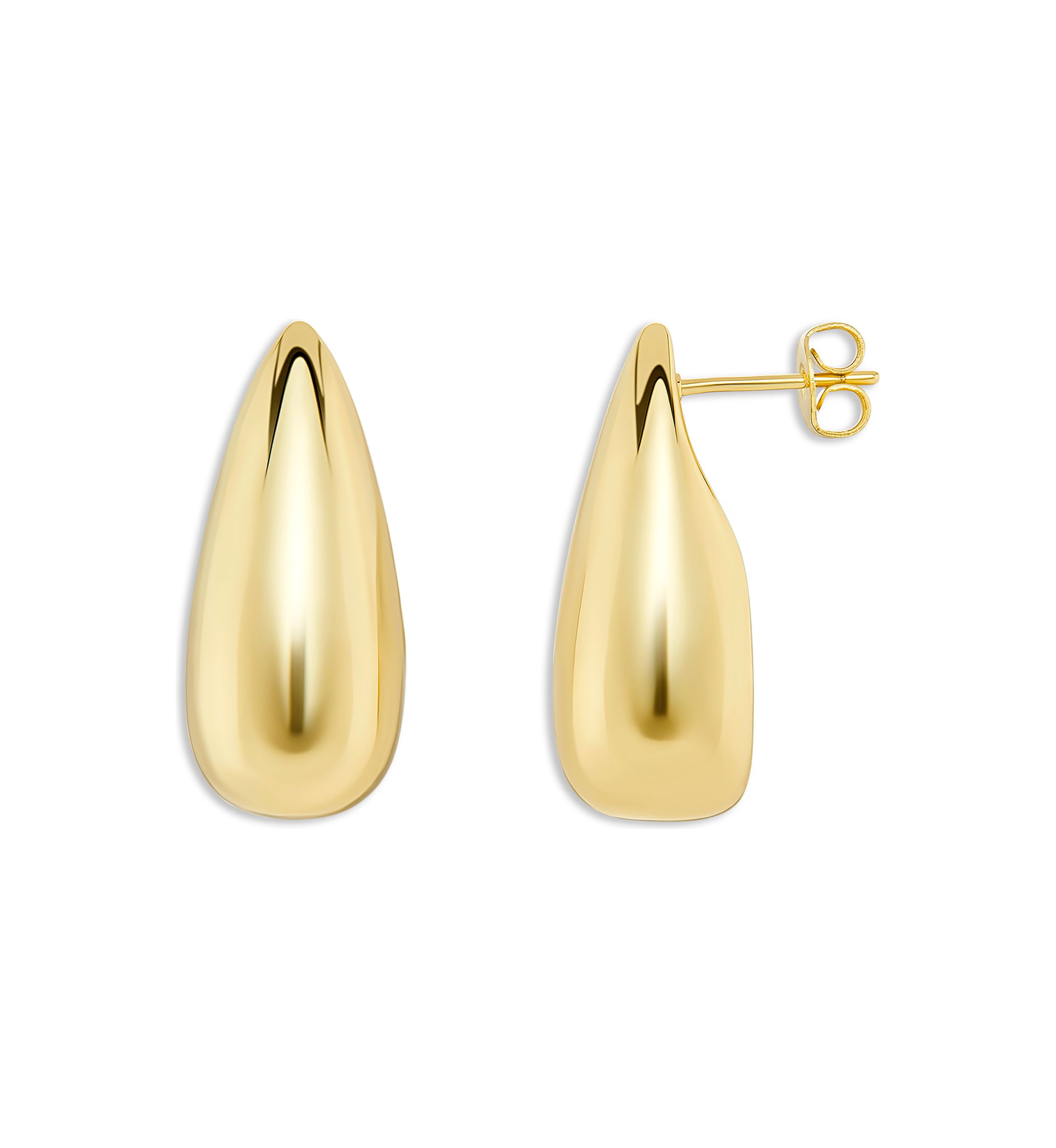 Gold Plated Polished Teardrop Stud Earrings