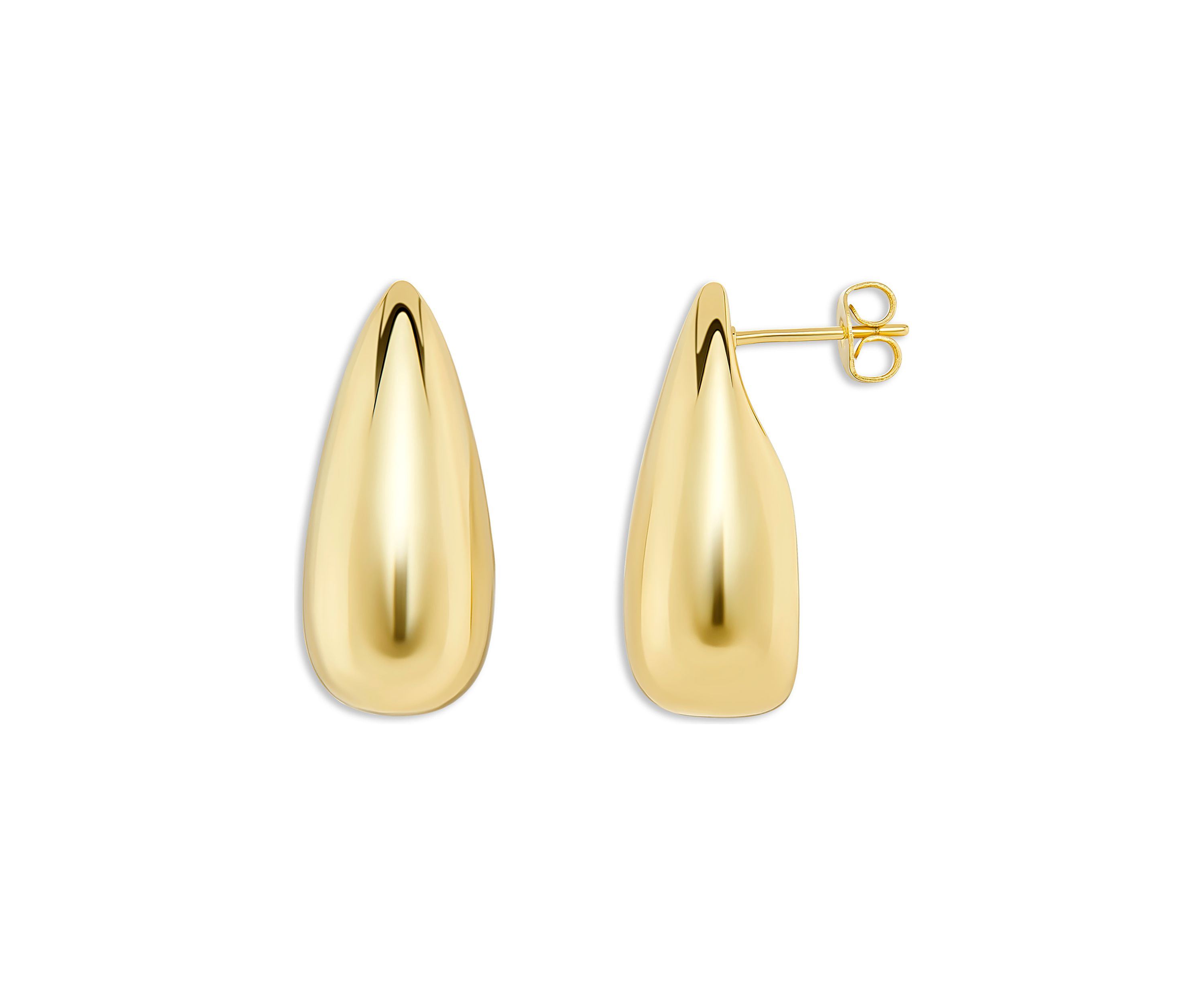 Gold Plated Polished Teardrop Stud Earrings