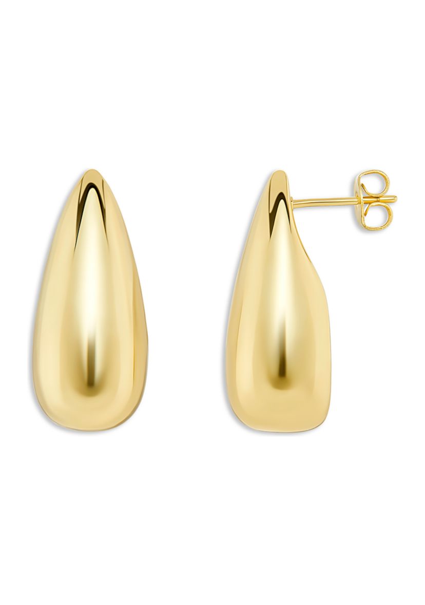 Gold Plated Polished Teardrop Stud Earrings