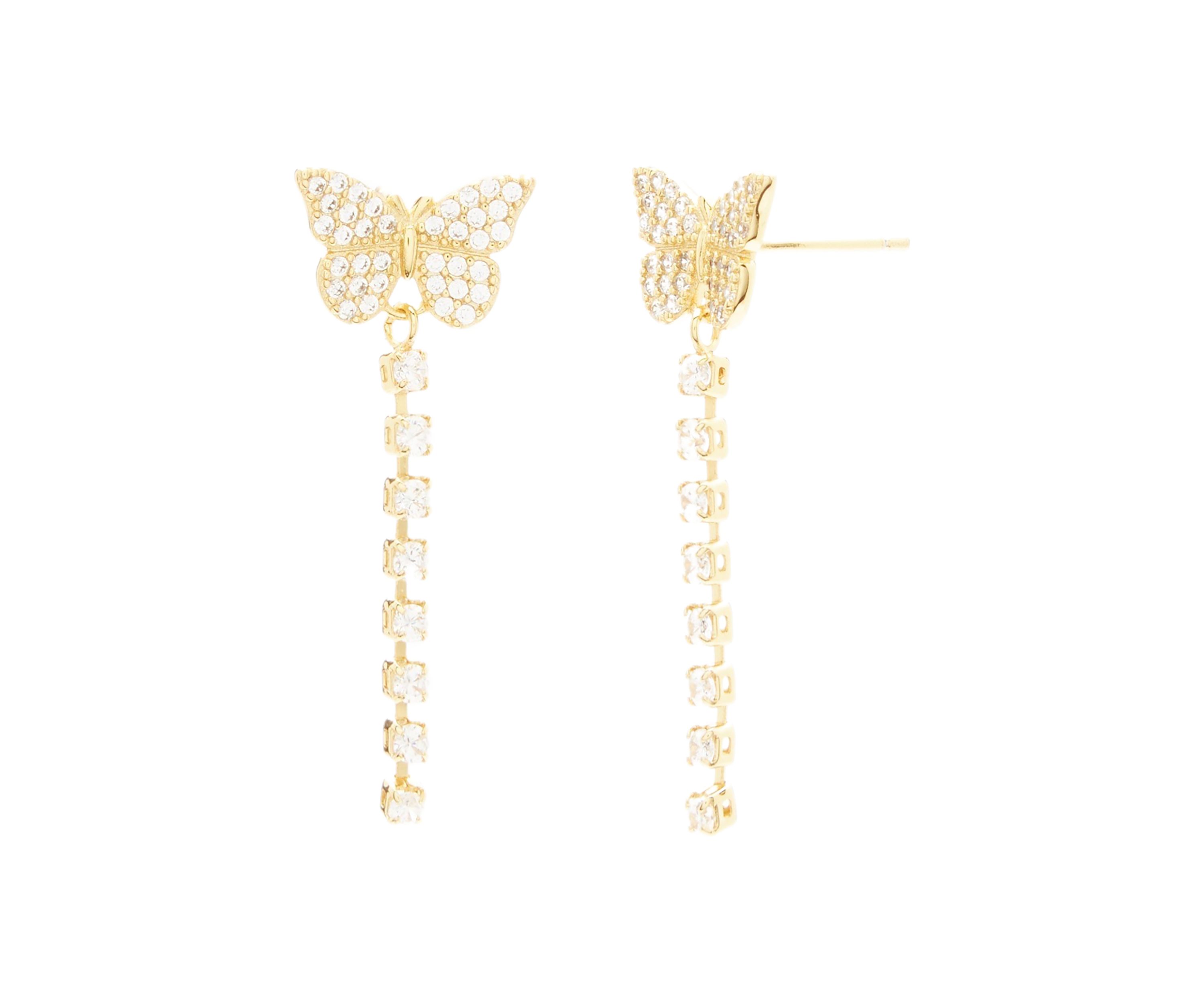 Gold Over Fine Silver Plated Butterfly Earrings