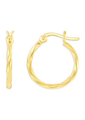 Belk Sterling Silver Sterling Silver Twisted Polished Hoop Earrings, Gold