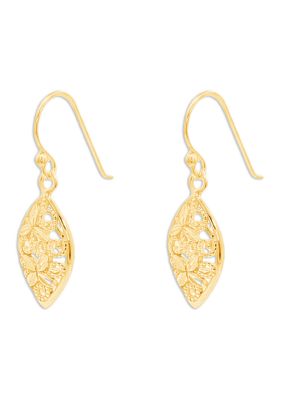 Belk Sterling Silver Flower Filigree Marquise Shape Drop Earrings in Gold Over Sterling Silver