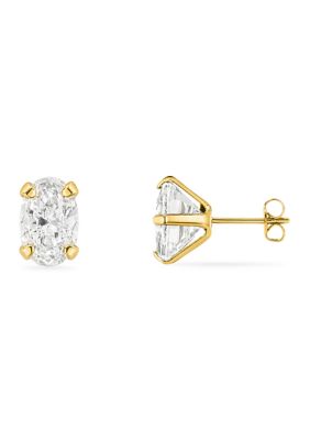 Belk Silverworks Sterling Silver Oval Cubic Zirconia Stud Earrings