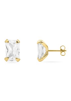 Belk Silverworks Fine Plated Baguette Cubic Zirconia Stud Earrings