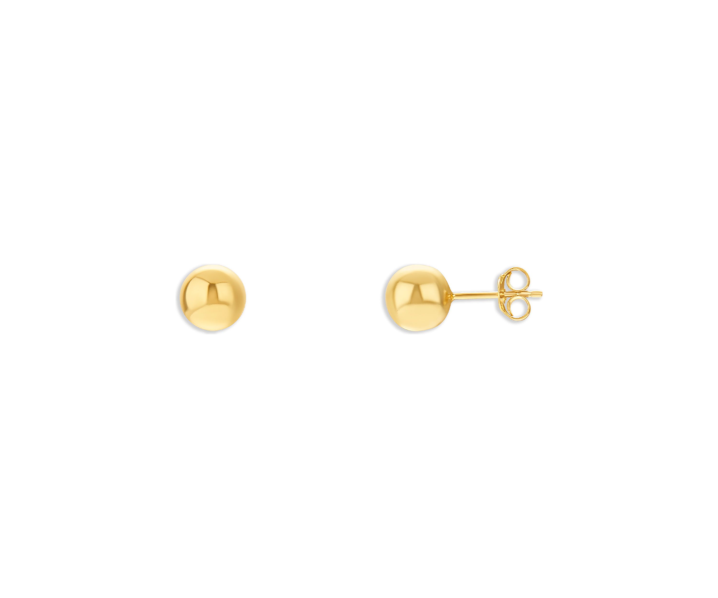 Gold Plated Sterling Silver 8 Milimeter Ball Stud Earrings