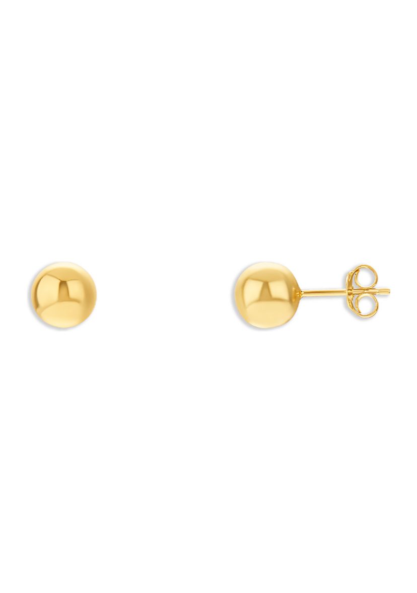 Gold Plated Sterling Silver 8 Milimeter Ball Stud Earrings