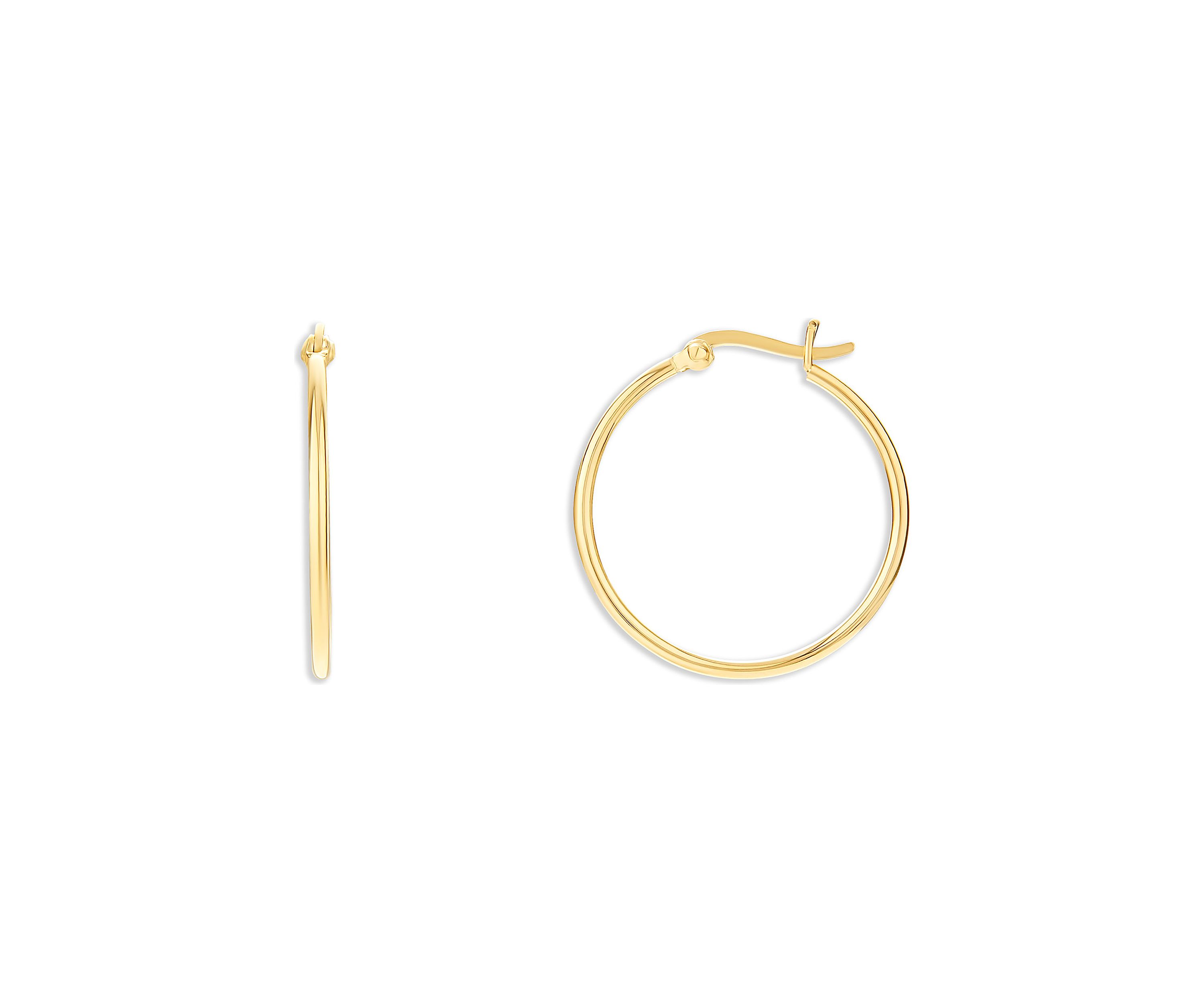 Gold Plated Sterling Silver 30 Millimeter Polished Click Top Hoop Earrings