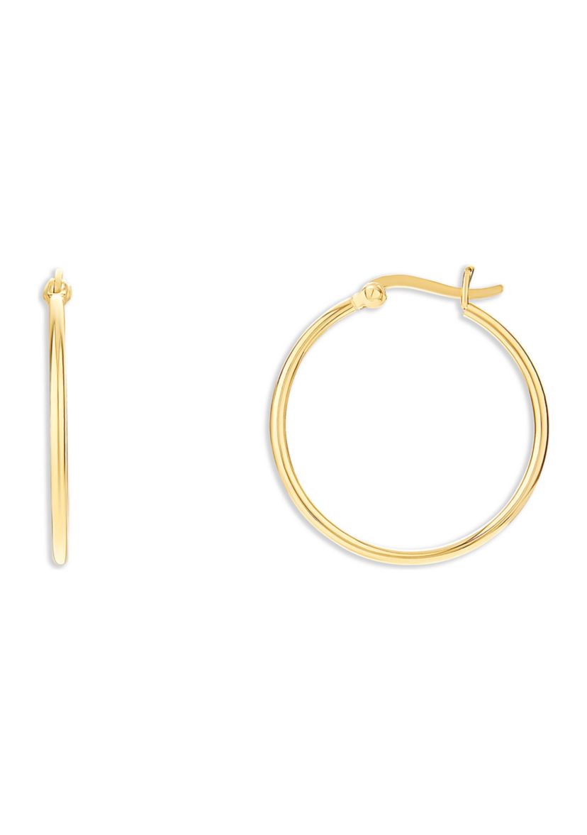 Gold Plated Sterling Silver 30 Millimeter Polished Click Top Hoop Earrings
