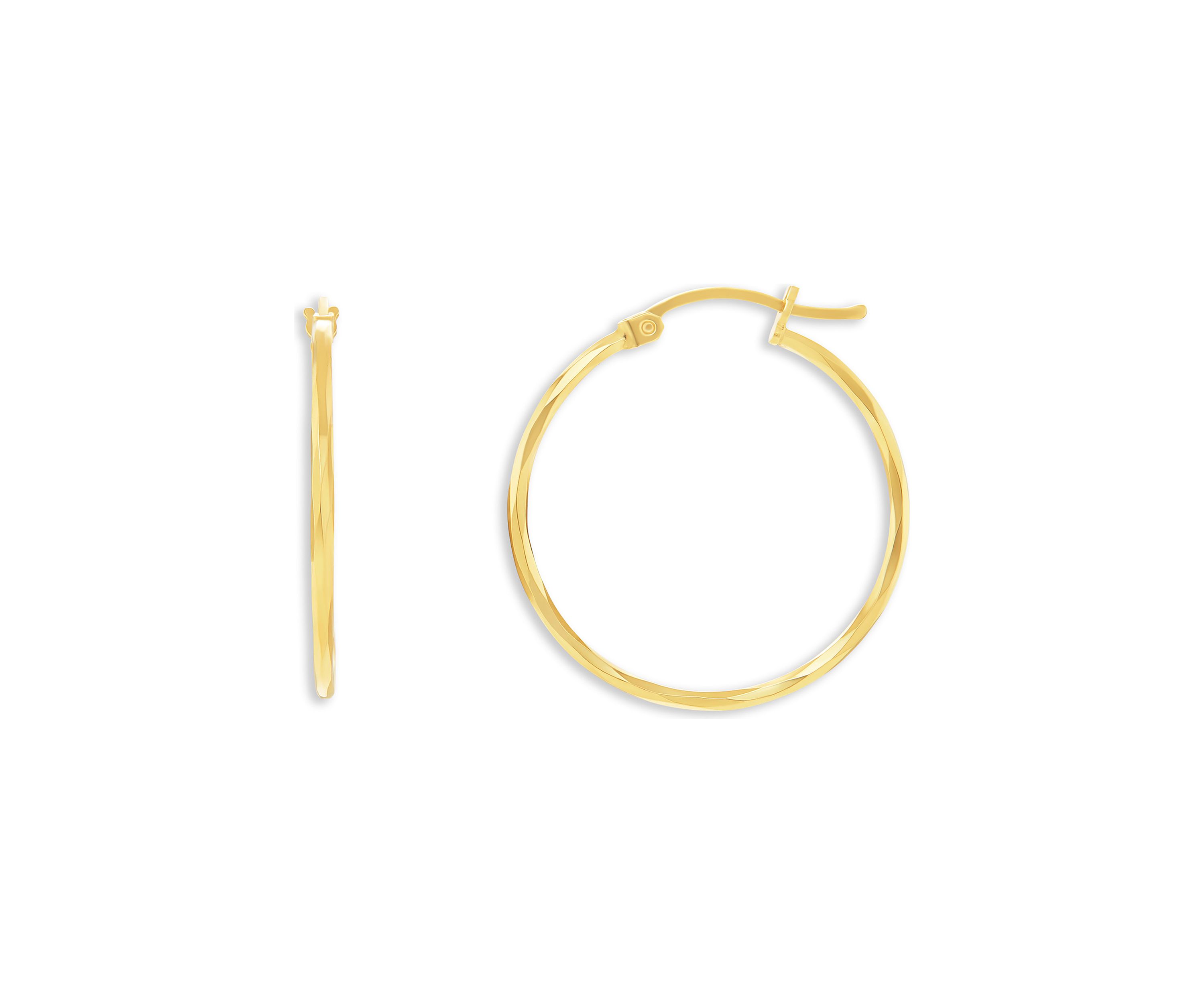 18K Gold Plated Sterling Silver Polished Twisted 25 Millimeter Hoop Earrings