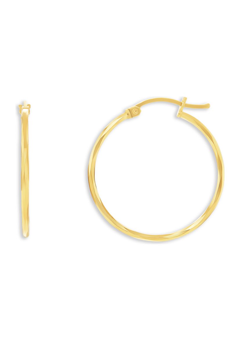 18K Gold Plated Sterling Silver Polished Twisted 25 Millimeter Hoop Earrings