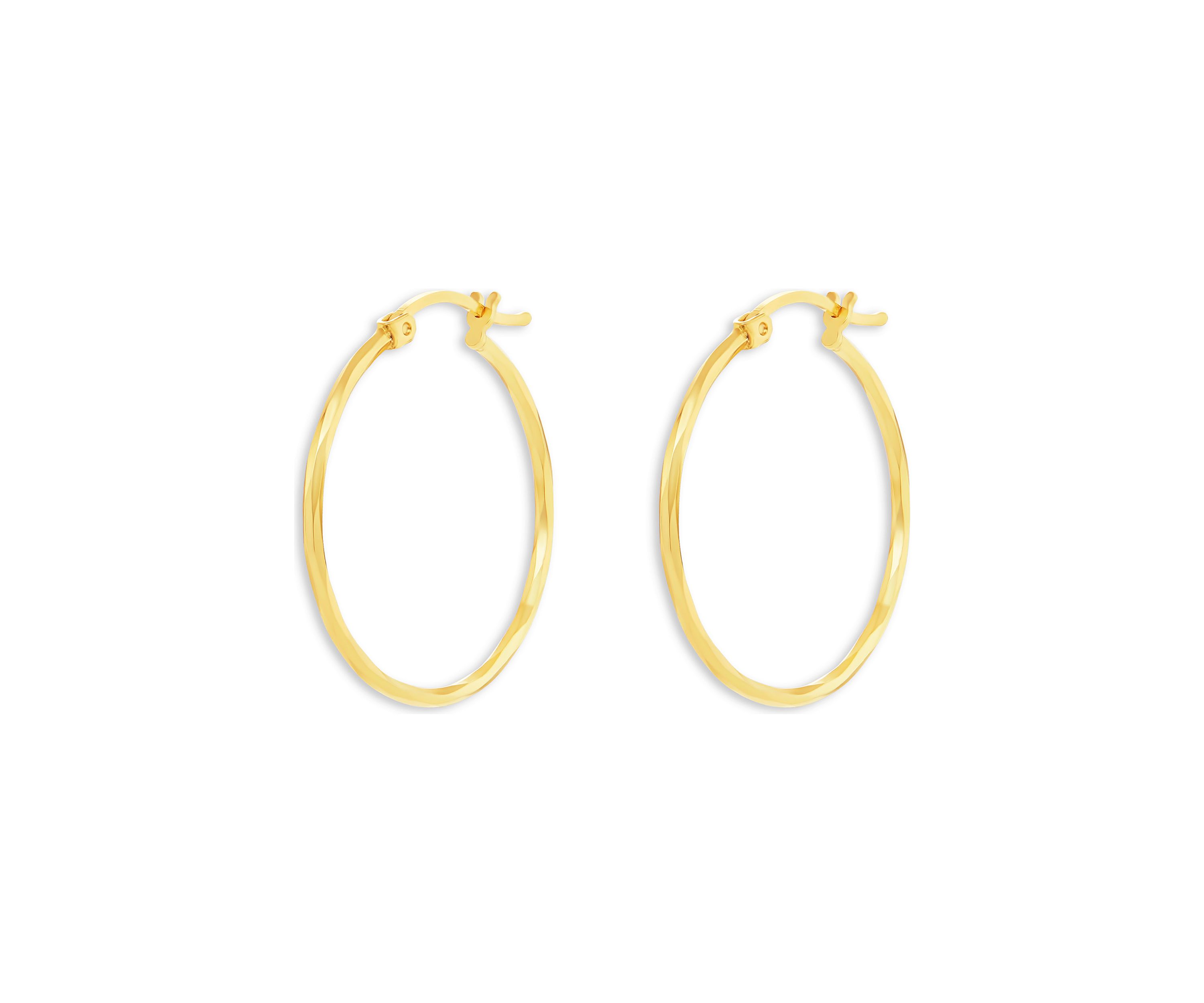 18K Gold Plated Sterling Silver Polished Twisted 25 Millimeter Hoop Earrings