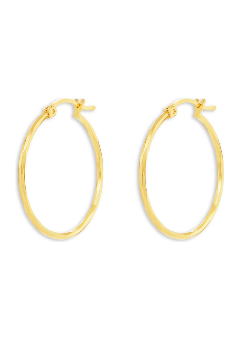 18K Gold Plated Sterling Silver Polished Twisted 25 Millimeter Hoop Earrings