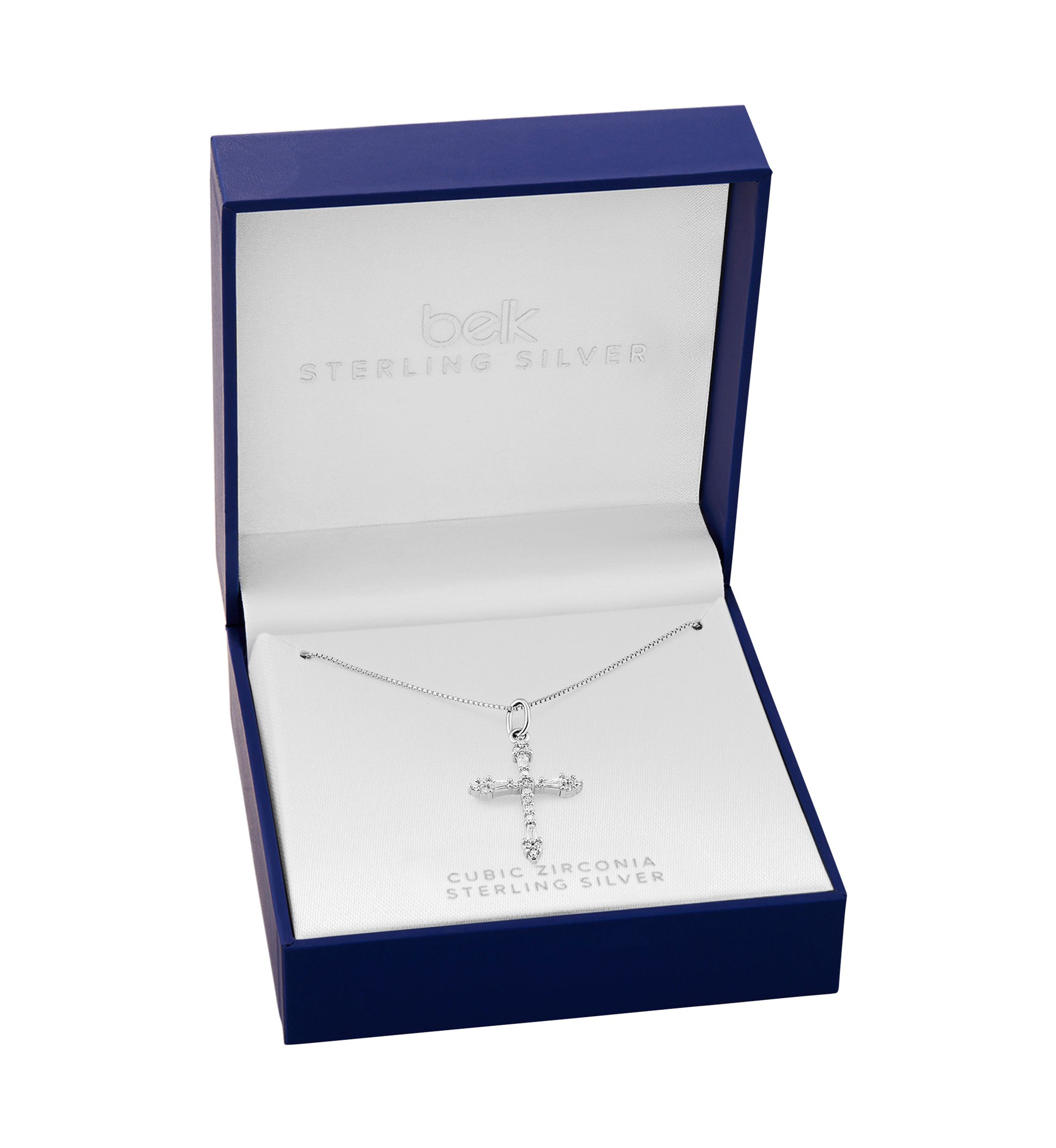 Sterling Silver Cubic Zirconia Cross Pendant Necklace
