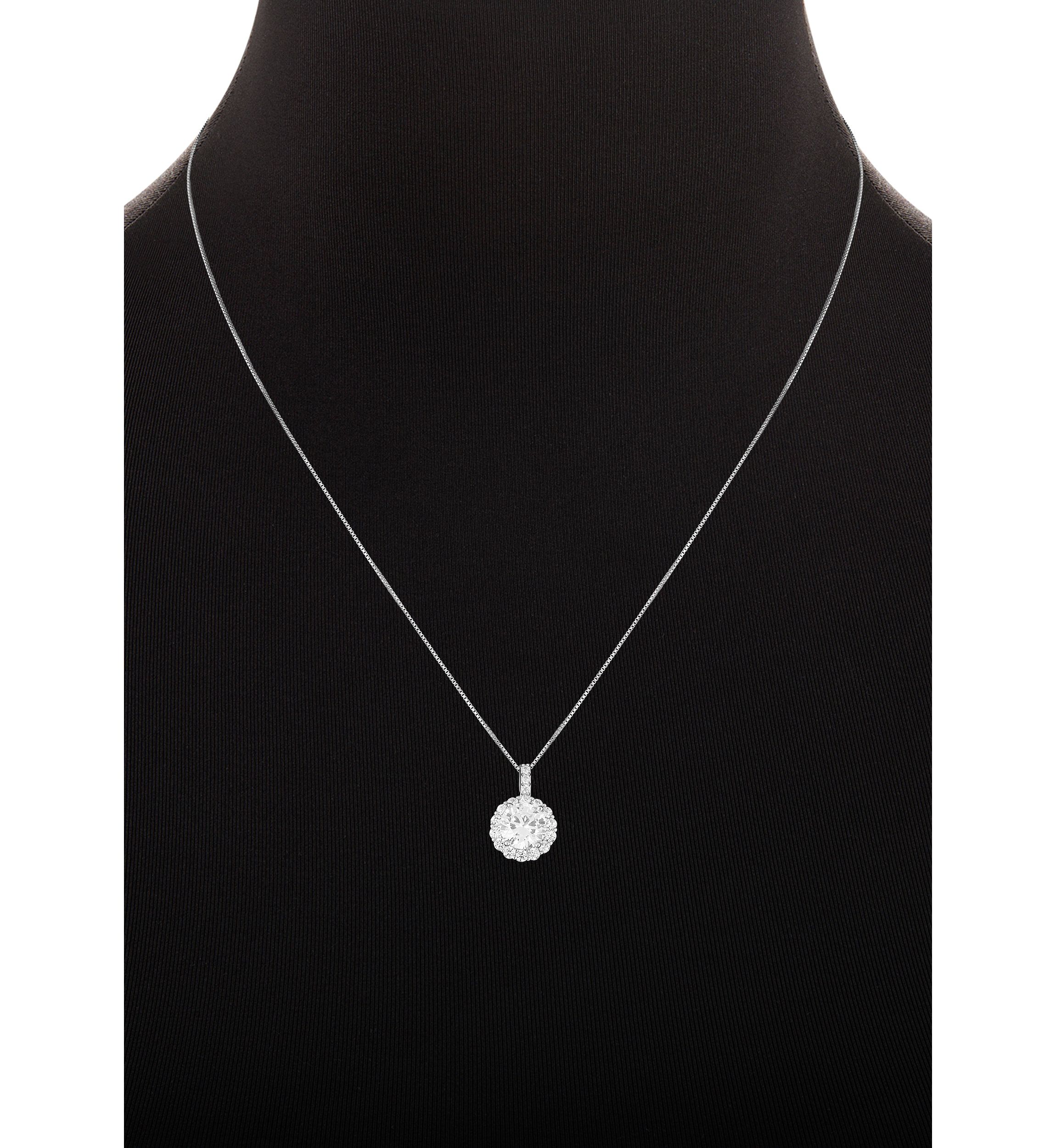 Sterling Cubic Zirconia Round Pendant Necklace