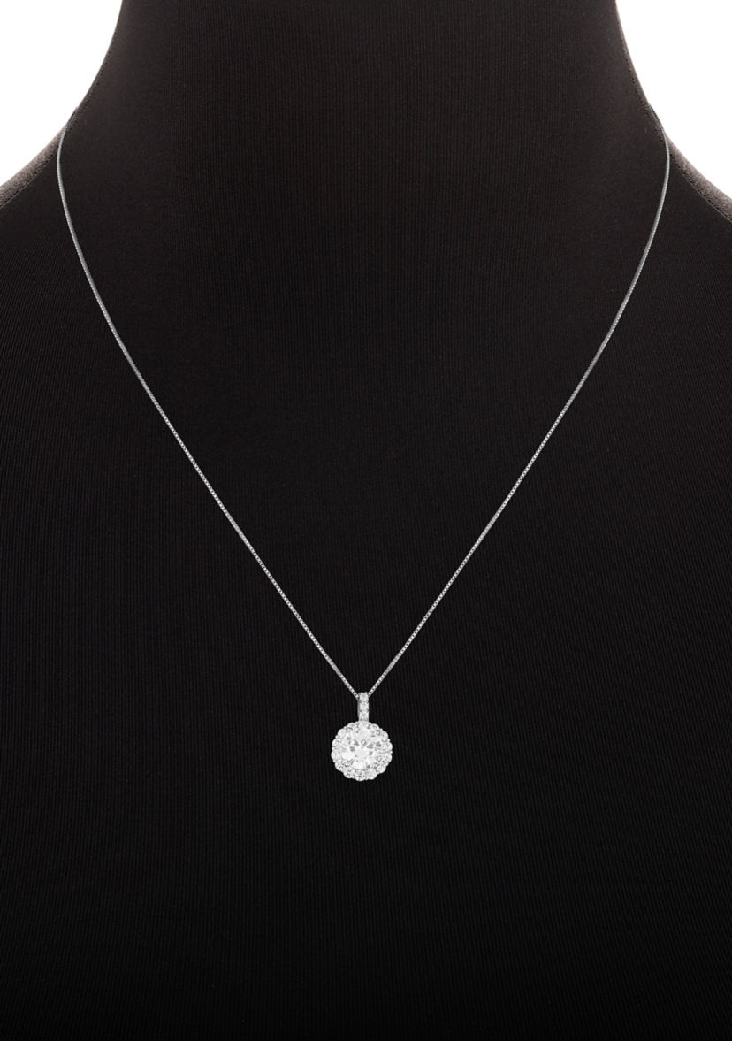 Sterling Cubic Zirconia Round Pendant Necklace