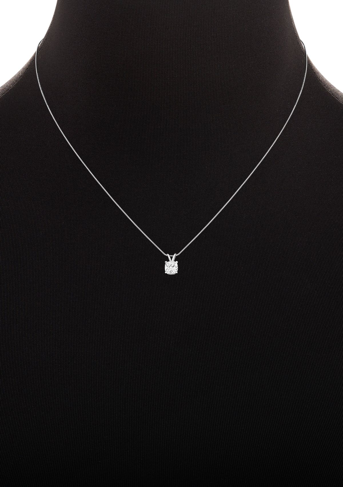 Sterling Silver 6 Millimeter Cushion Cubic Zirconia Pendant Necklace