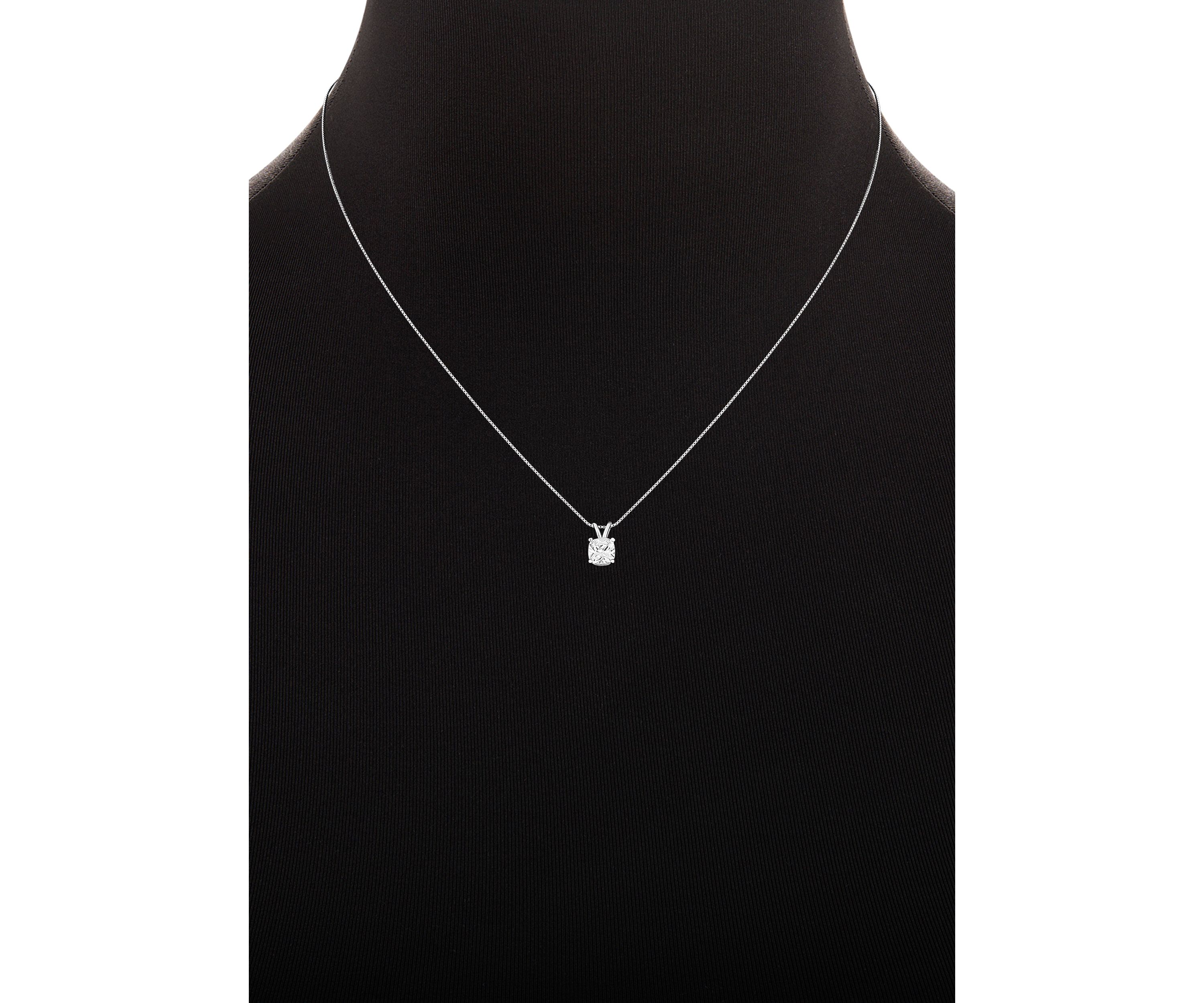 Sterling Silver 6 Millimeter Cushion Cubic Zirconia Pendant Necklace