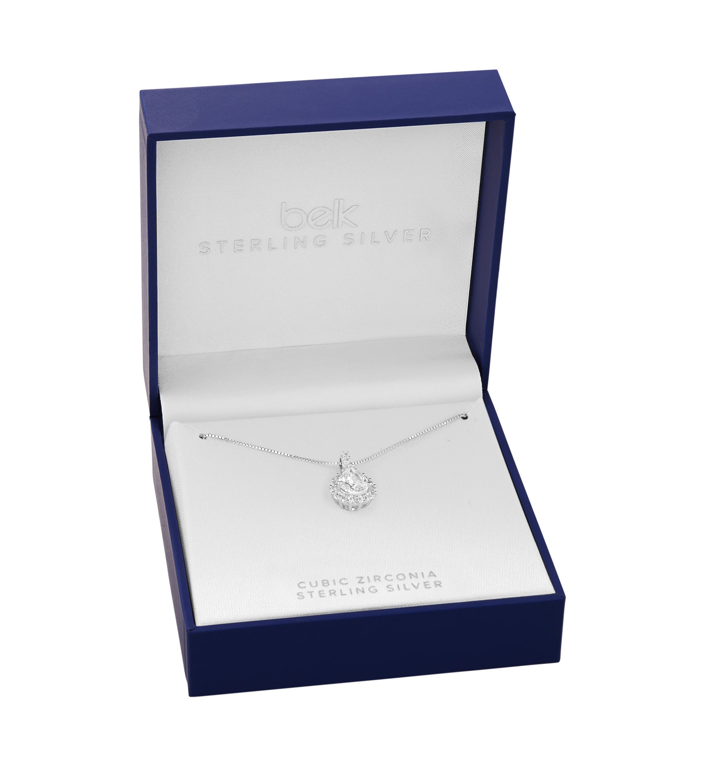 Sterling Silver Pavé Cubic Zirconia Teardrop Pendant Necklace