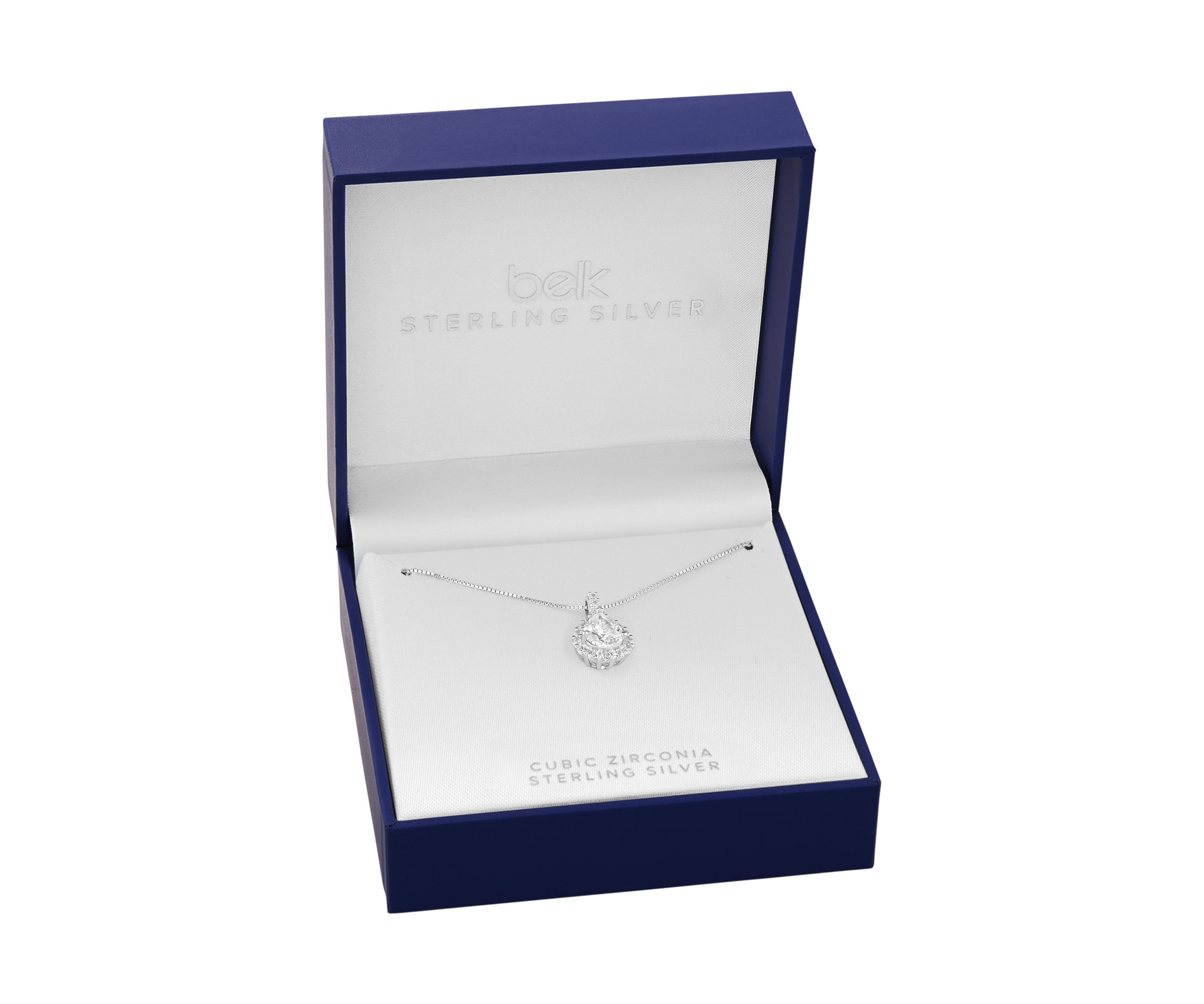 Sterling Silver Pavé Cubic Zirconia Teardrop Pendant Necklace