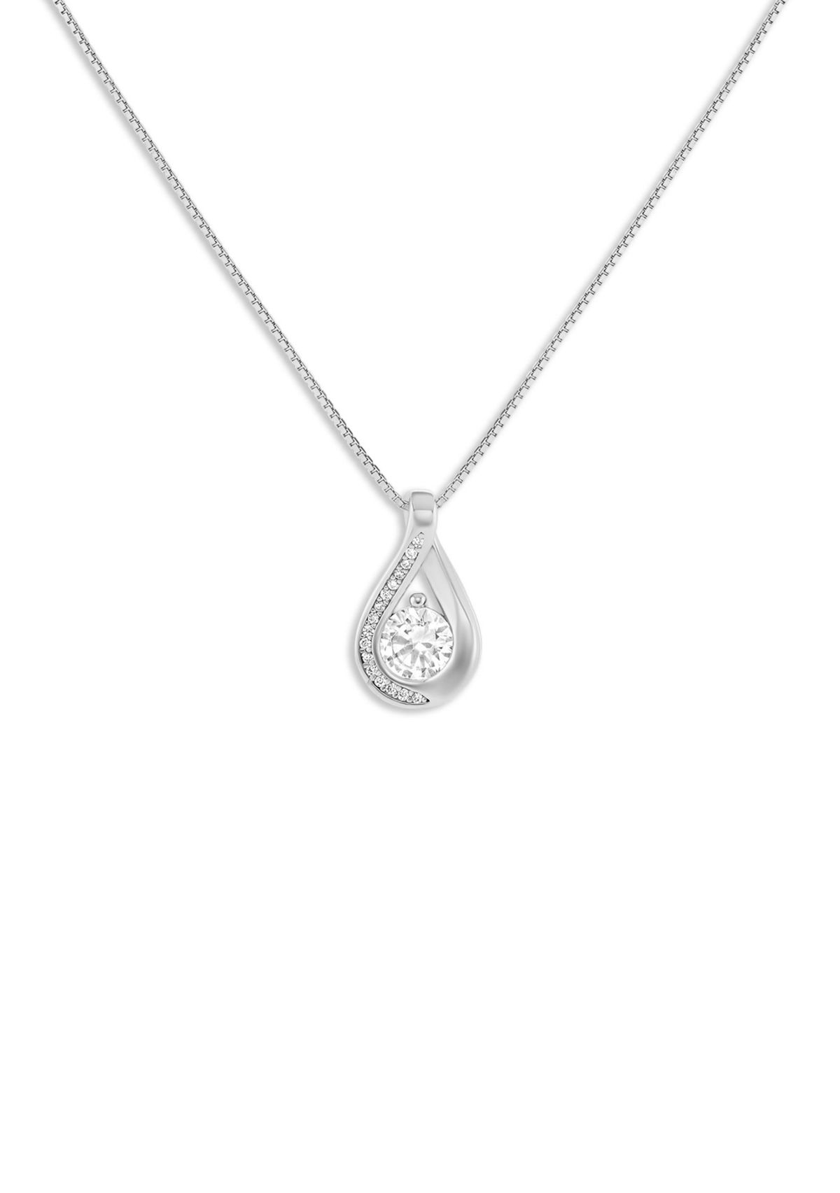 Sterling Silver Pave Round CZ Infinity Pendant Necklace
