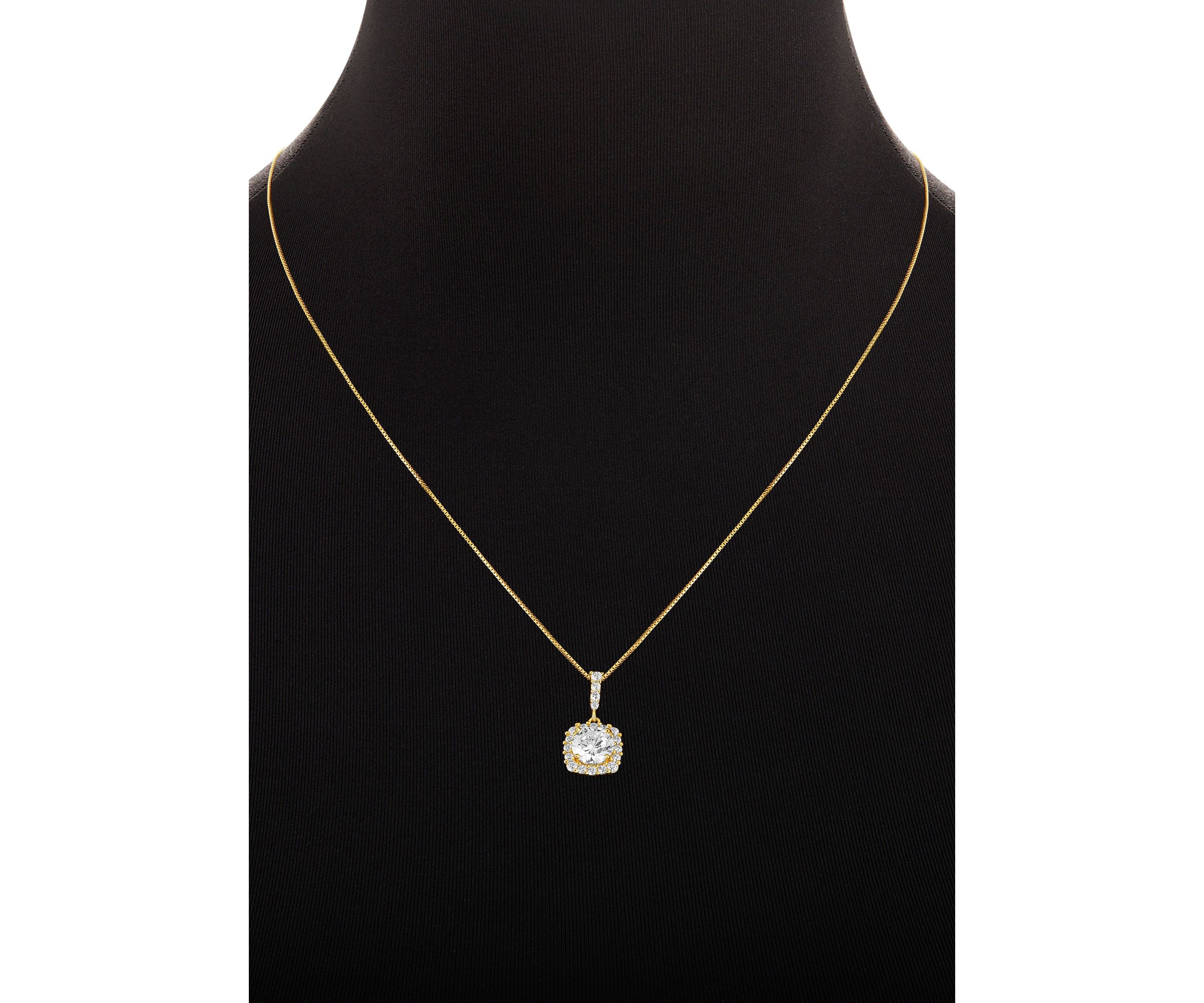 Sterling Silver Pavé Cubic Zirconia Square Pendant Necklace