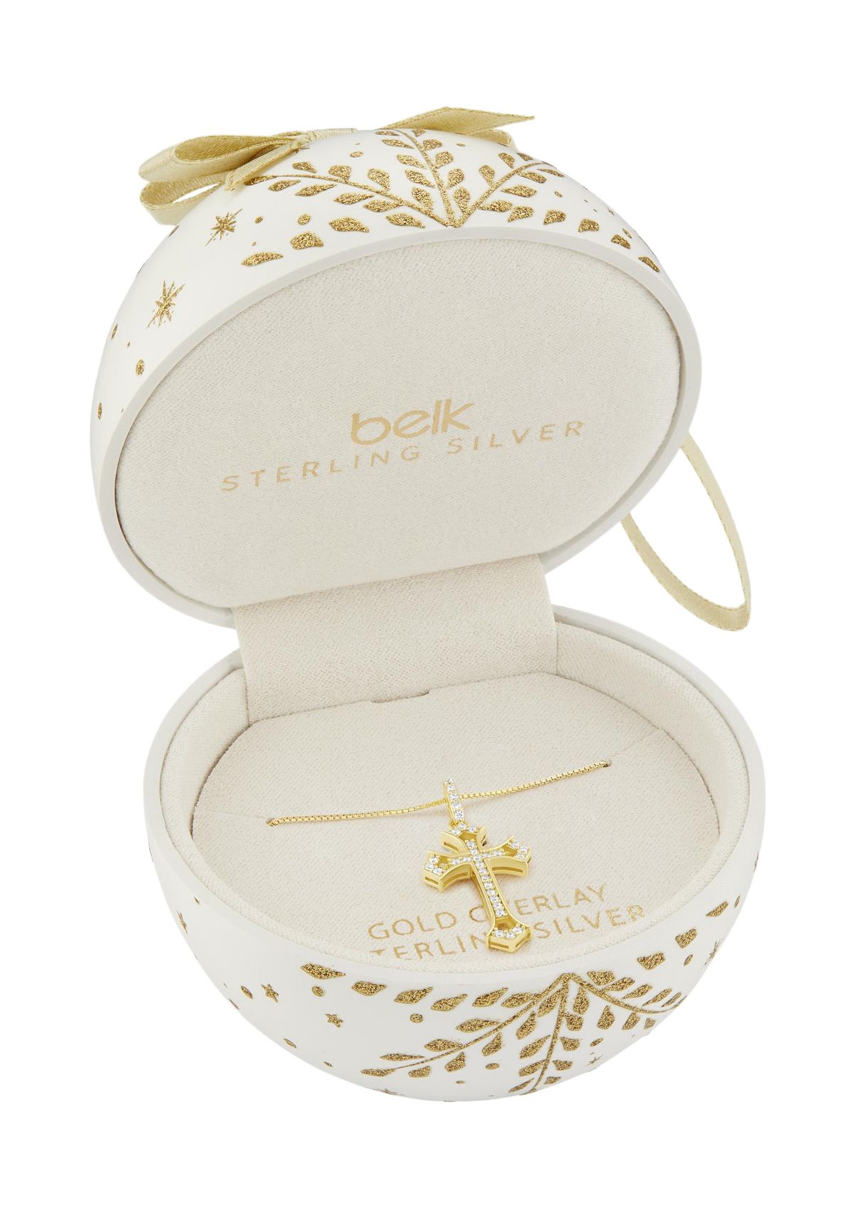 Gold Over Sterling Silver Pave CZ Cross Pendant Necklace