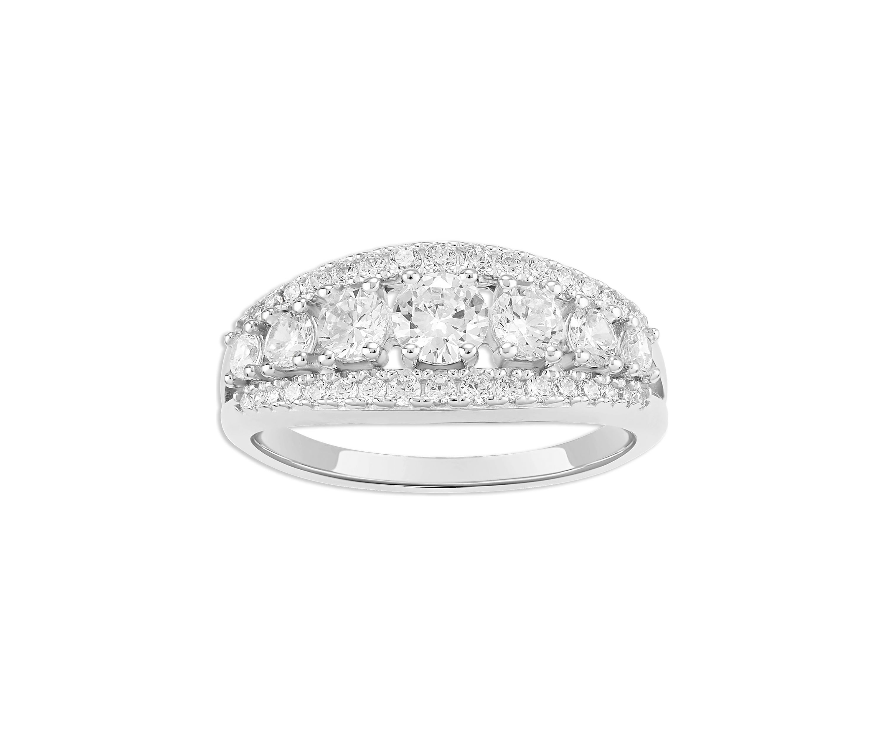 Sterling Silver Graduated Round Cubic Zirconia Ring