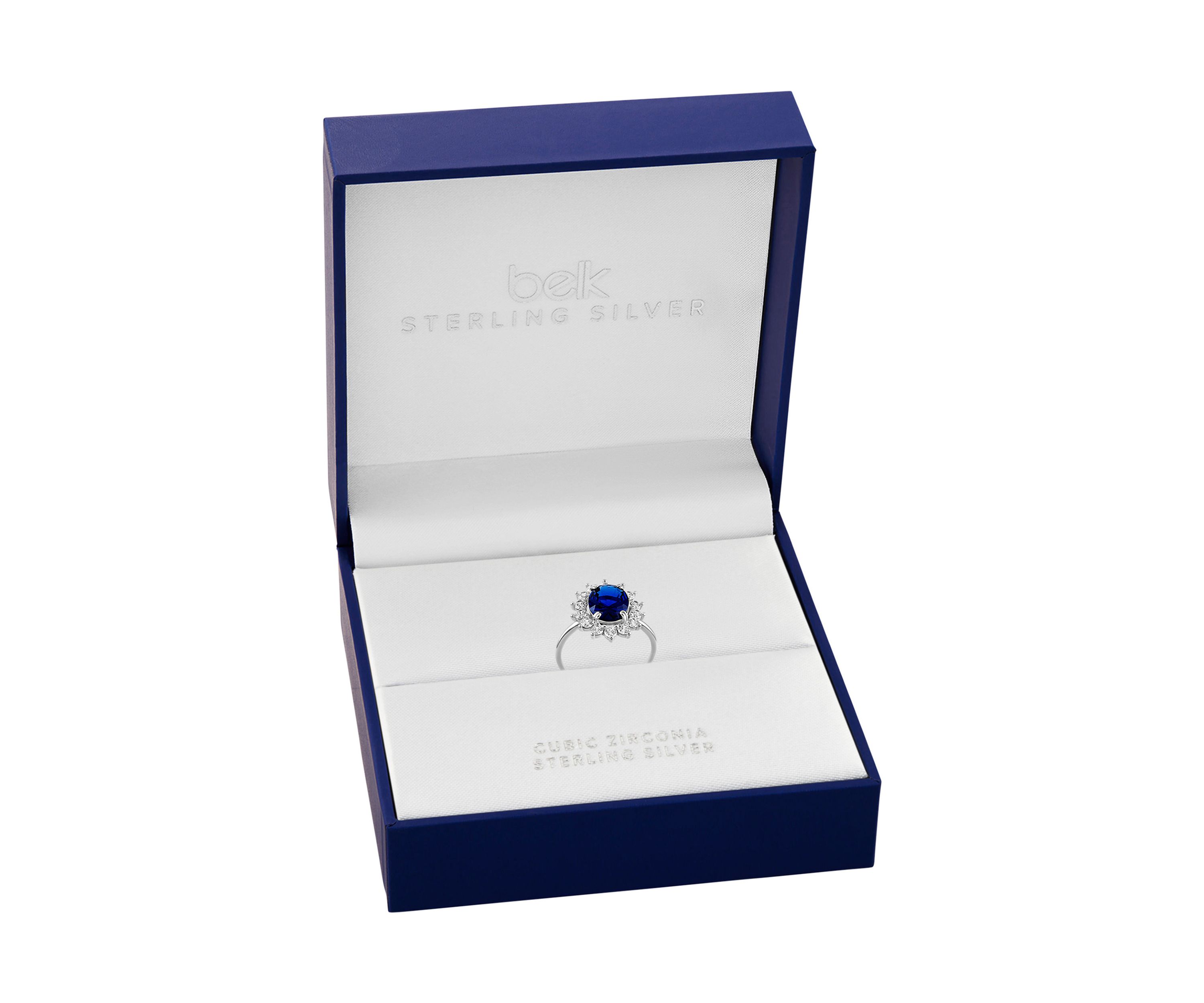 Sterling Silver Oval Sapphire Spinel Cubic Zirconia Flower Ring