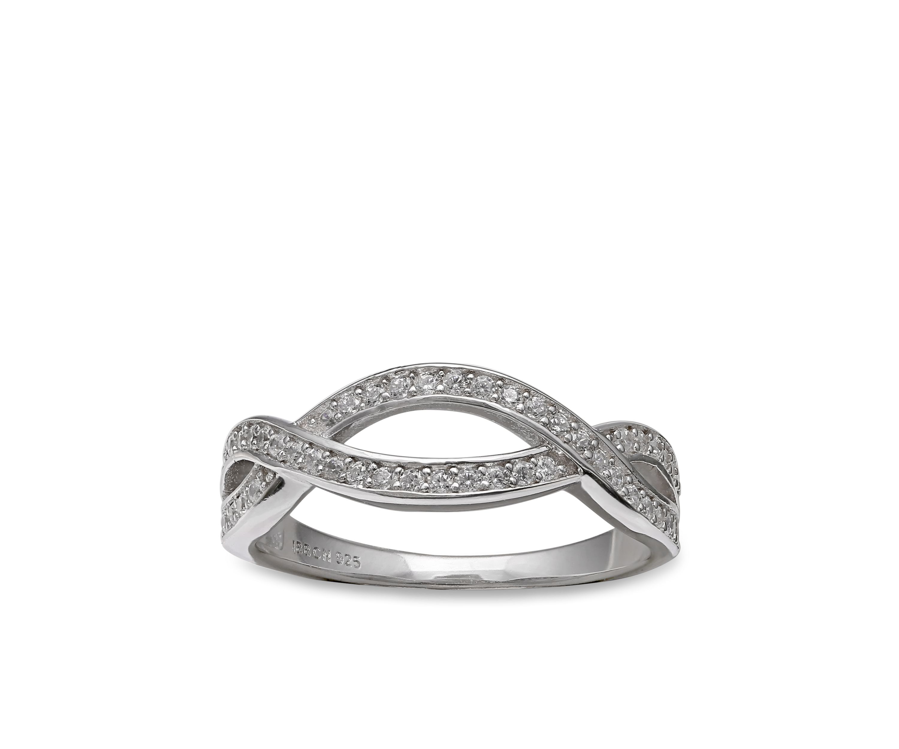 Simply Sterling Pave Cubic Zirconia Cross Over Ring
