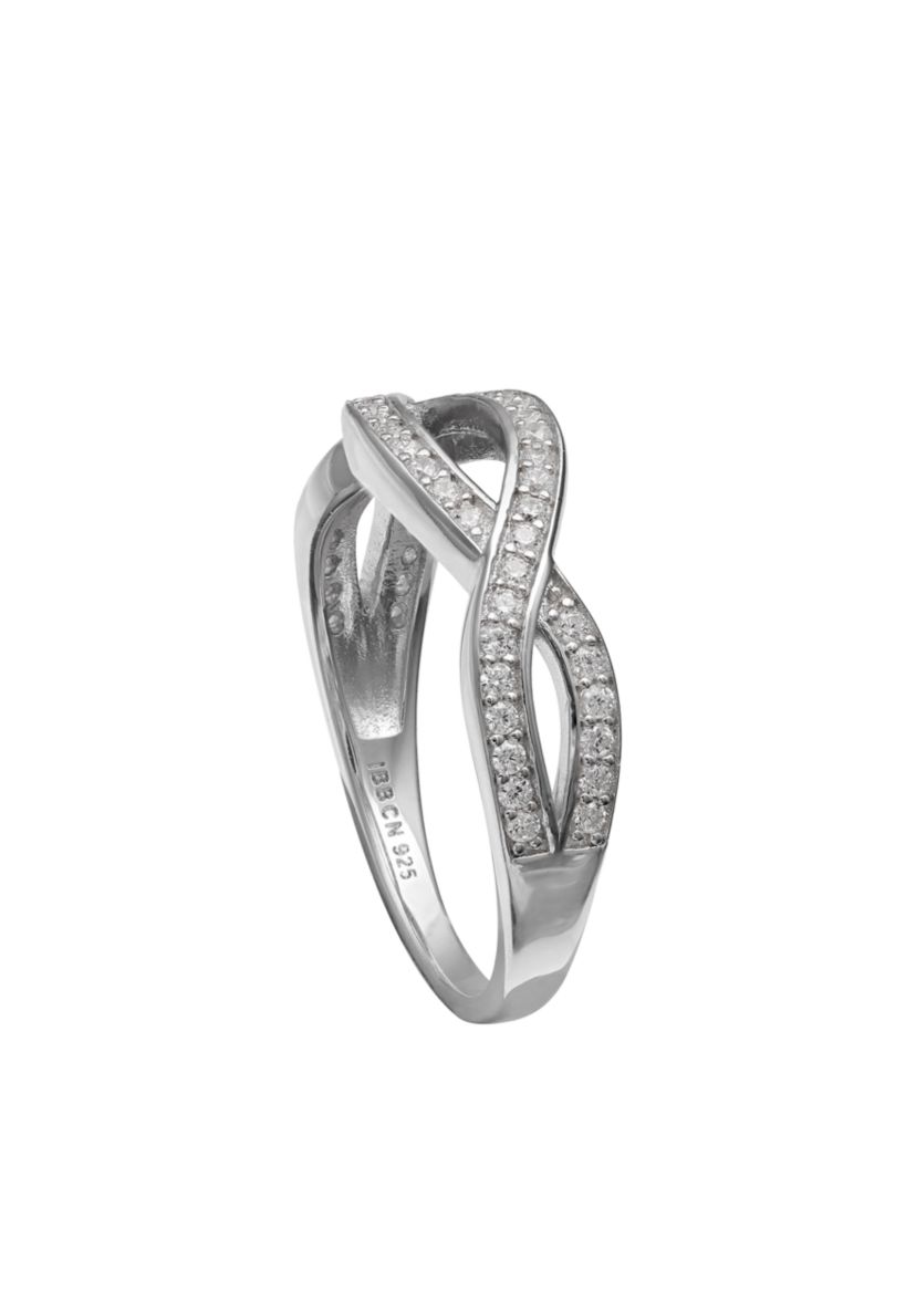 Simply Sterling Pave Cubic Zirconia Cross Over Ring