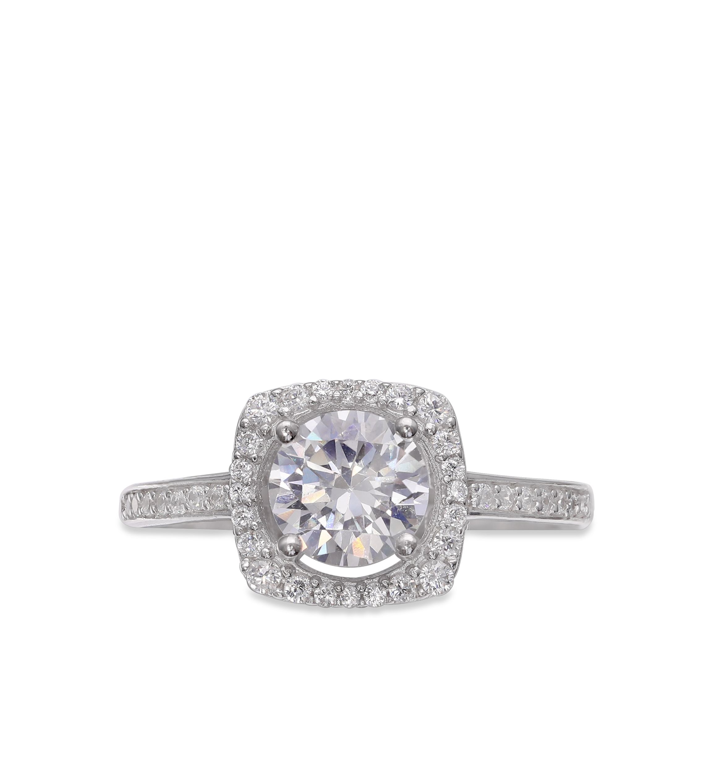 Sterling Silver Square Halo Ring