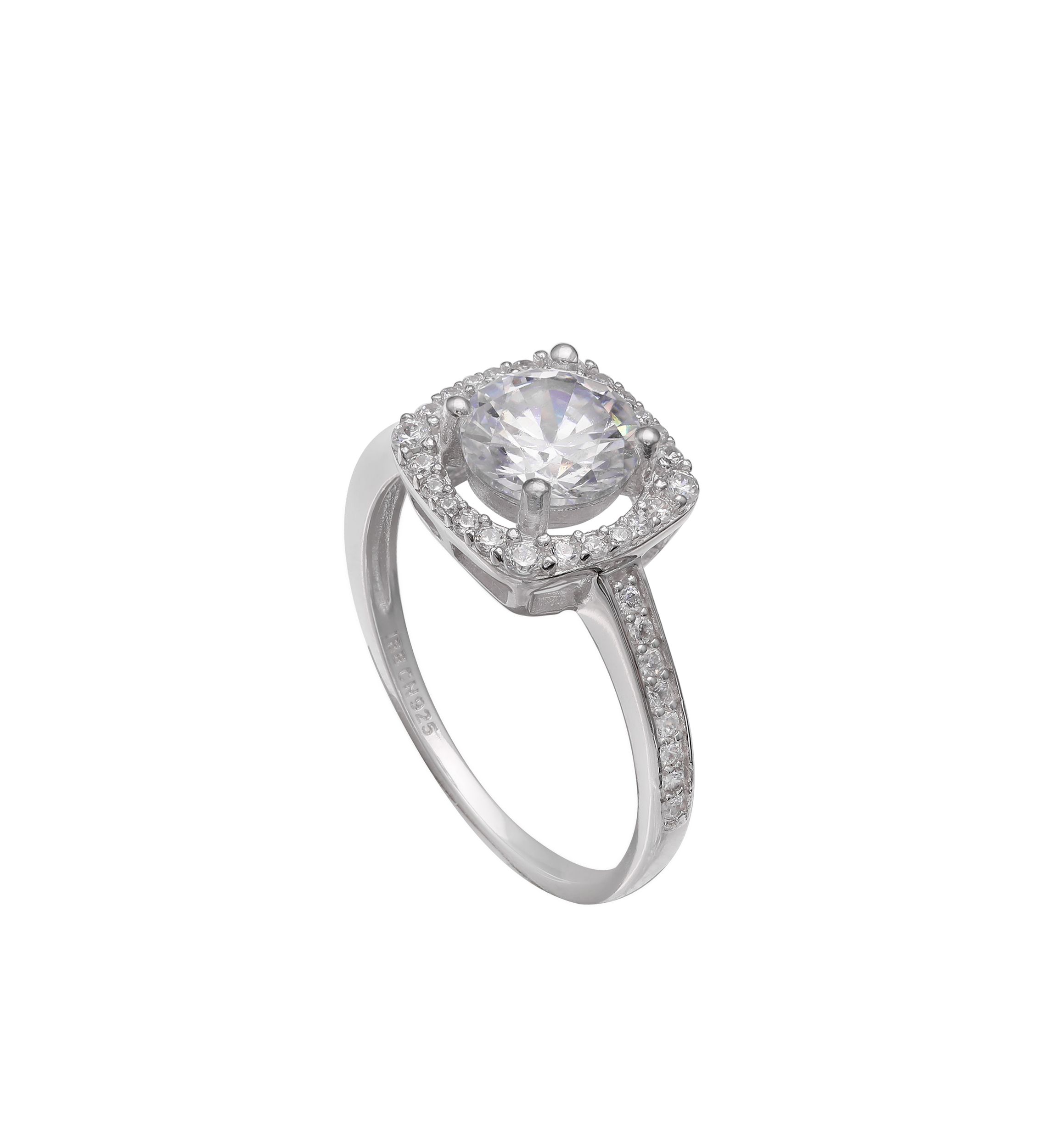 Sterling Silver Square Halo Ring