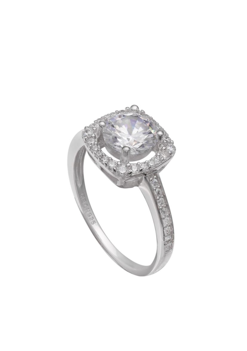 Sterling Silver Square Halo Ring