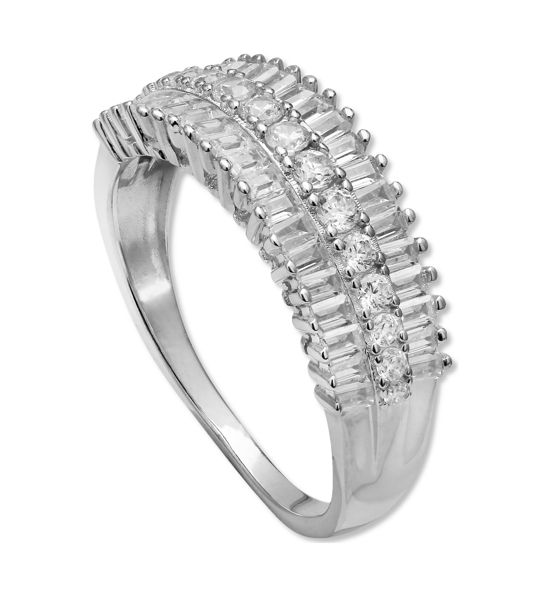 1.07 ct. t.w. Cubic Zirconia Triple Row Ring  in Sterling Silver
