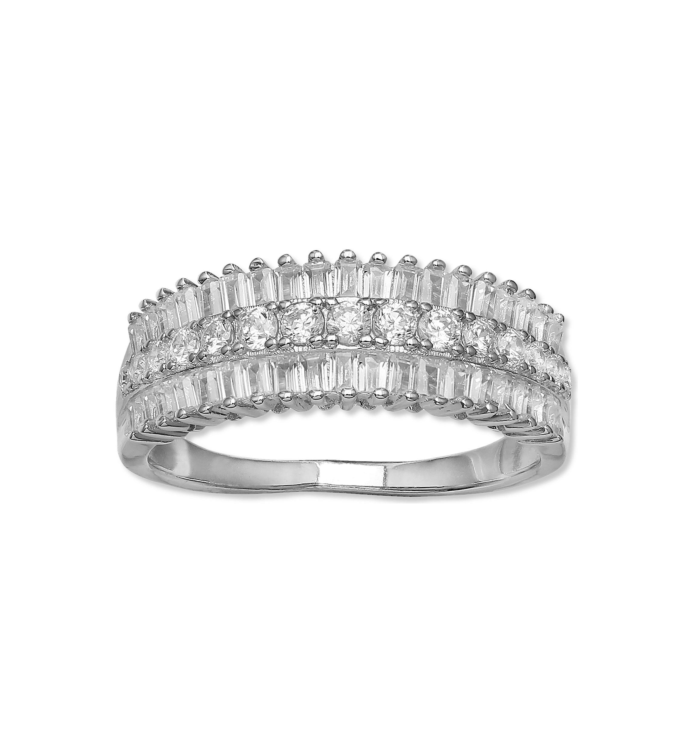 1.07 ct. t.w. Cubic Zirconia Triple Row Ring  in Sterling Silver