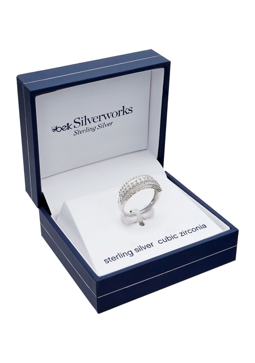 1.07 ct. t.w. Cubic Zirconia Triple Row Ring  in Sterling Silver