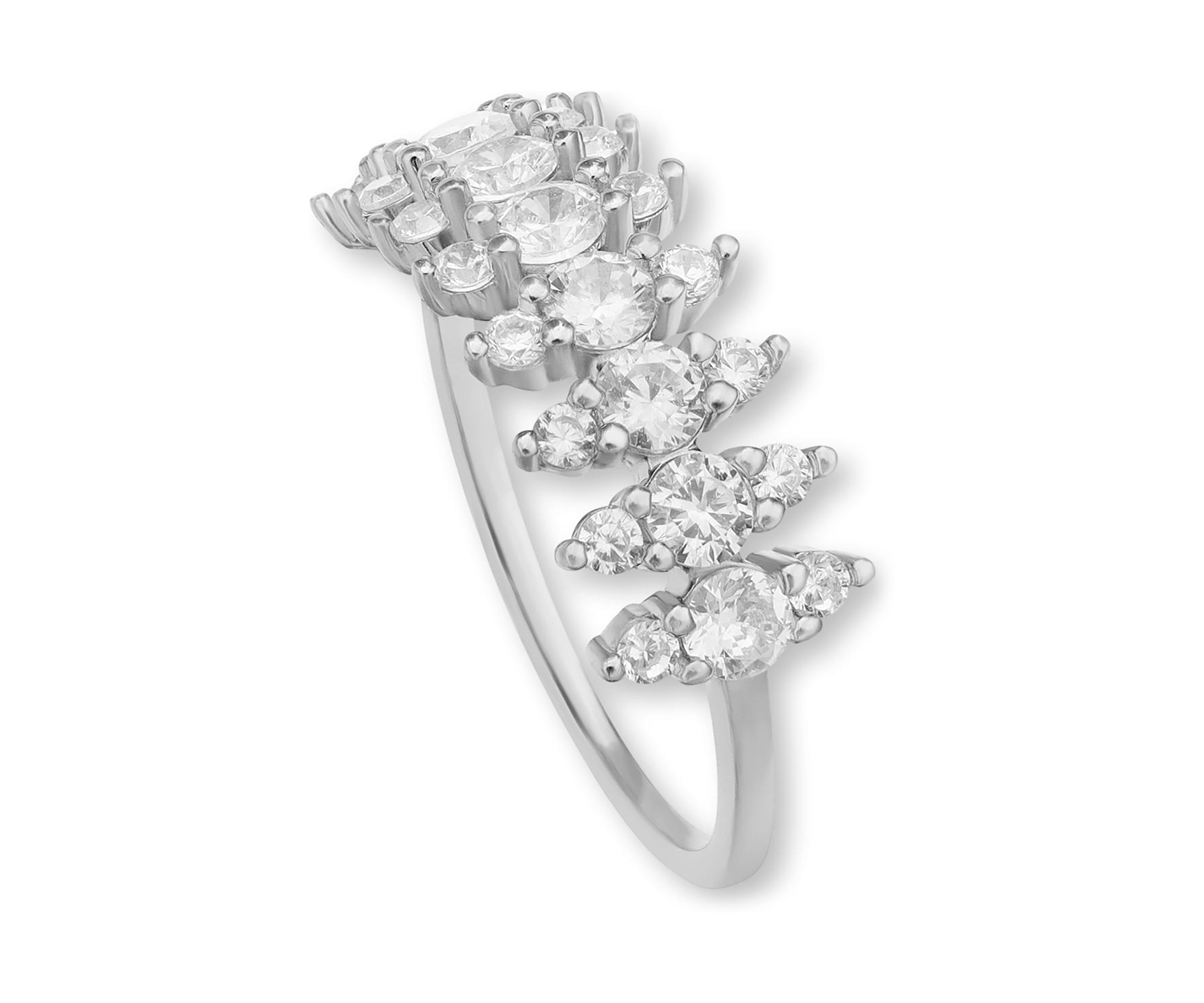 Sterling Silver Cubic Zirconia Pave Cluster Band Ring
