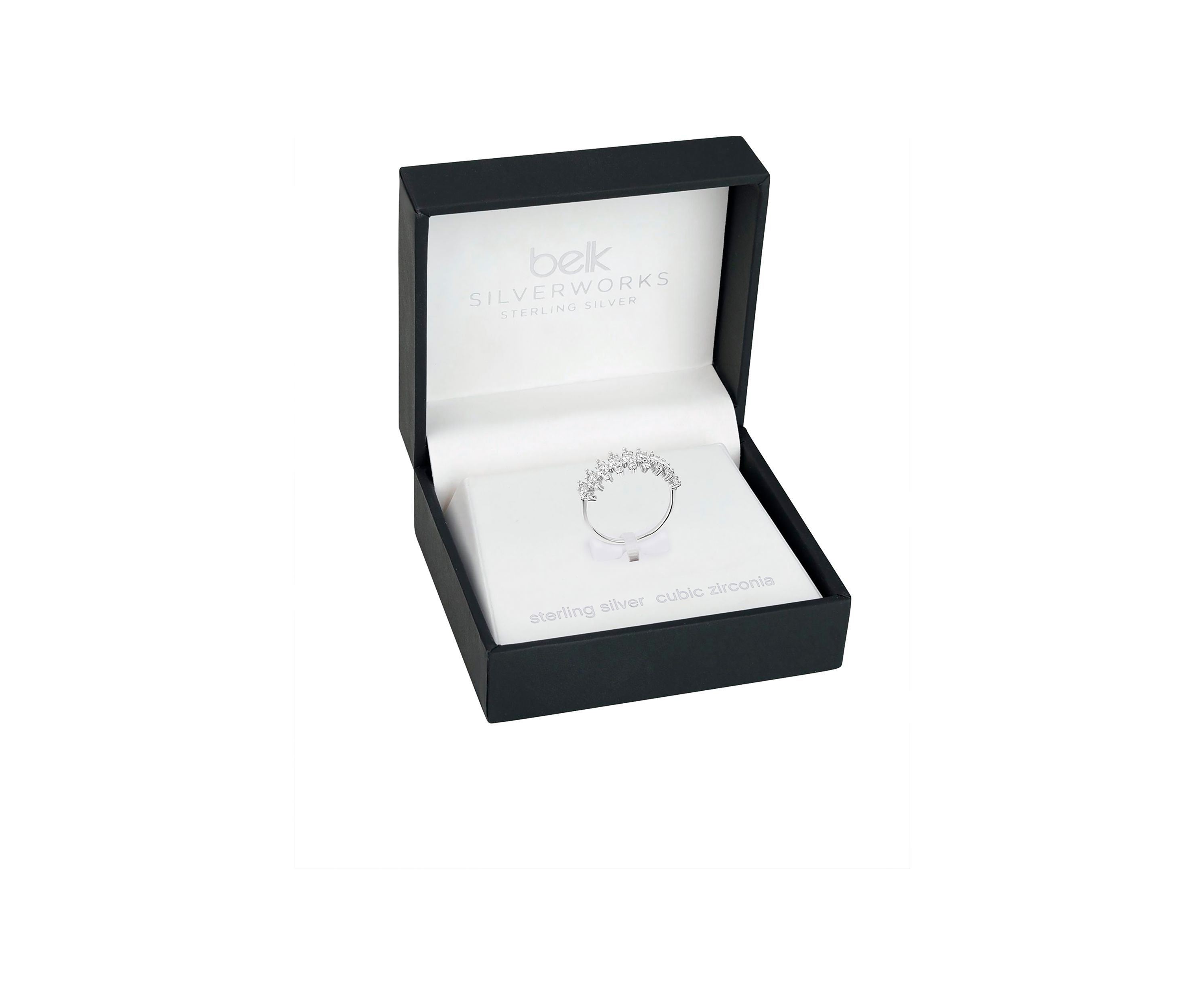 Sterling Silver Cubic Zirconia Pave Cluster Band Ring