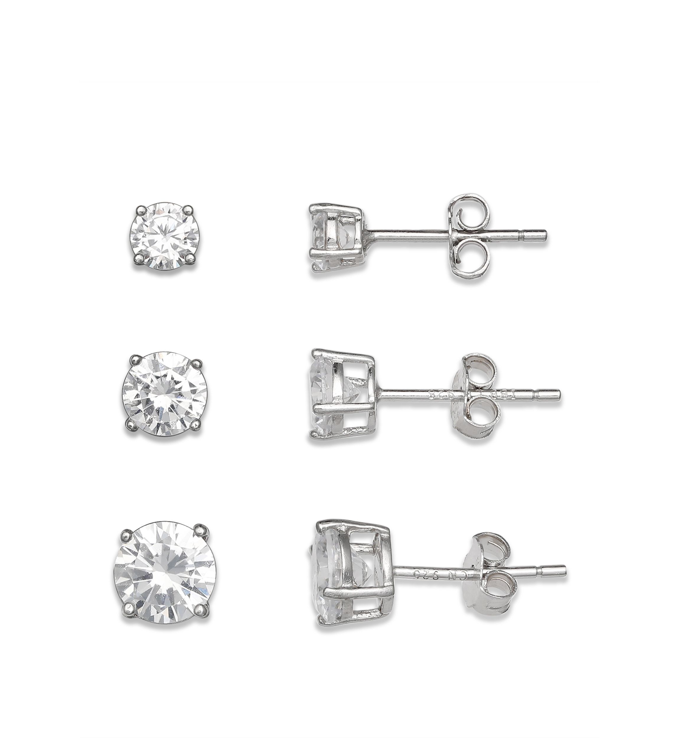 Round Cubic Zirconia Stud Earring Set