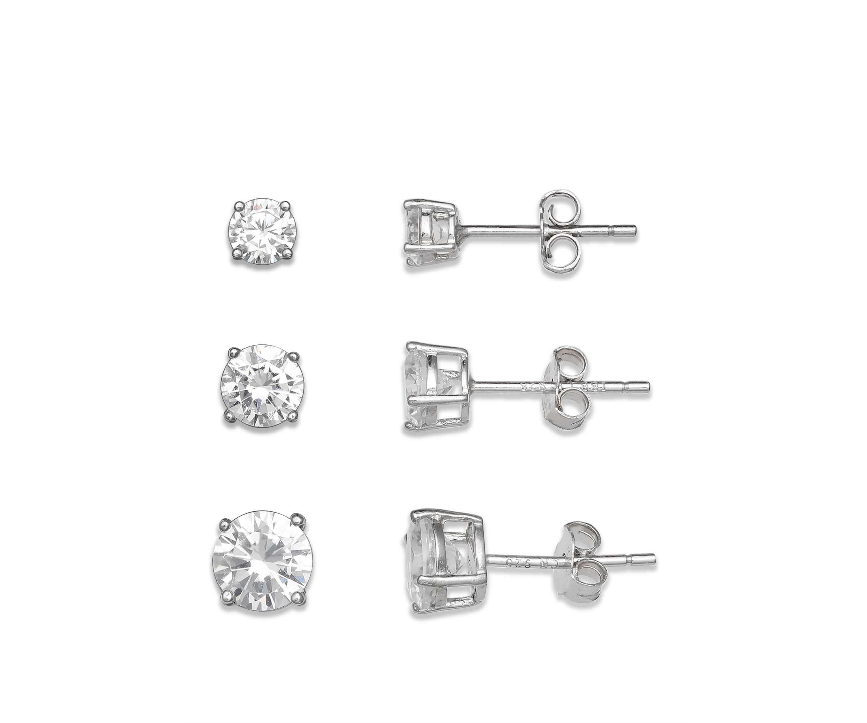 Round Cubic Zirconia Stud Earring Set
