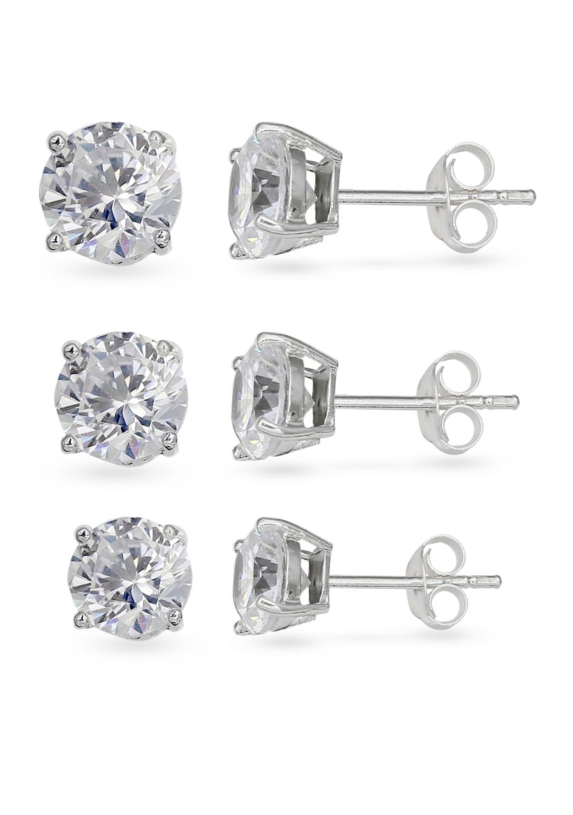 Sterling Silver 3 Pack Stud Earrings