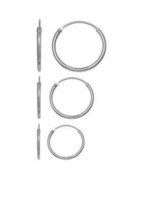 Sterling Silver Trio Endless Hoop Earring Set 3pc - Silver