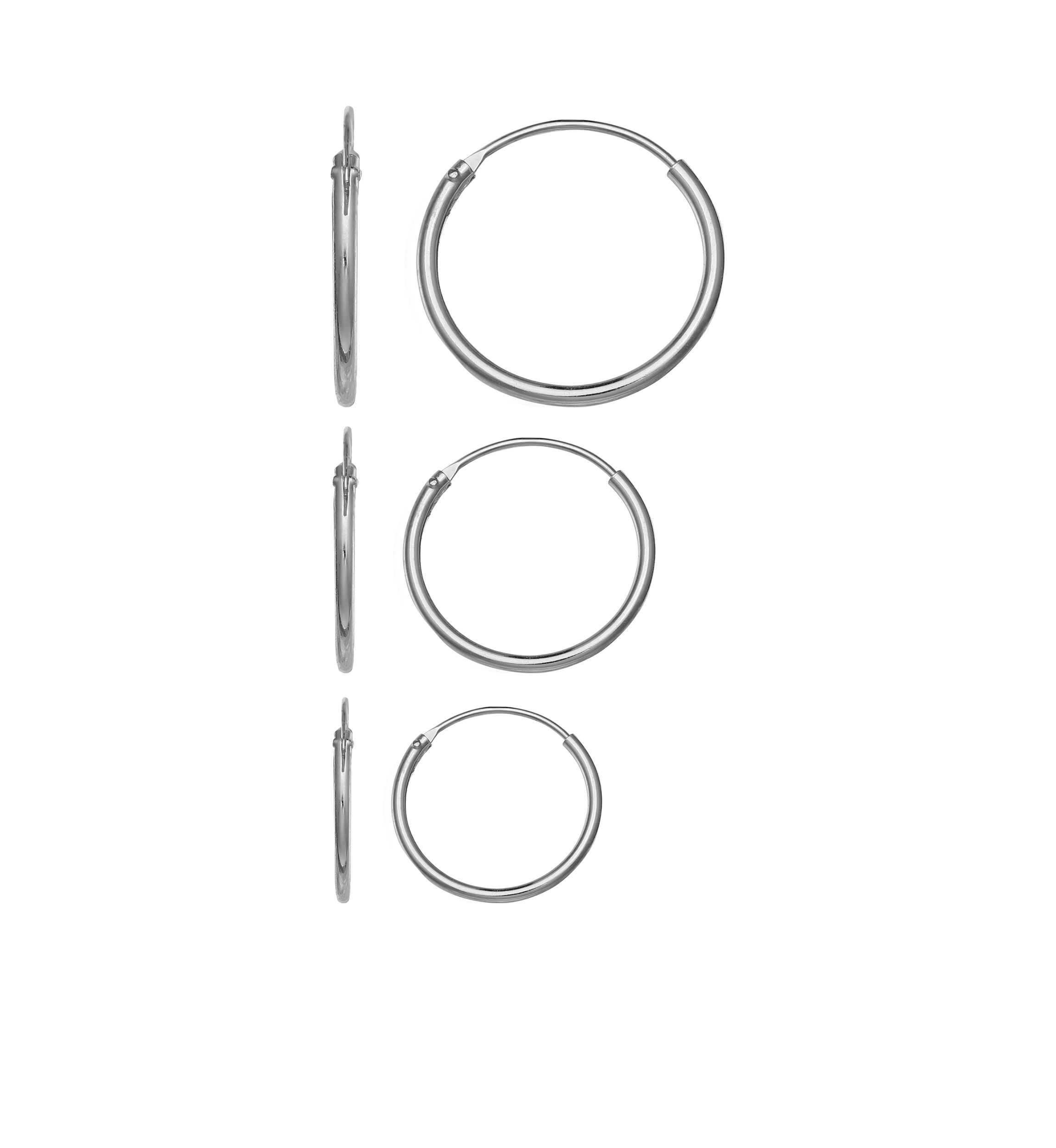 Sterling Silver Trio Set Polished Endless Hoop Earrings