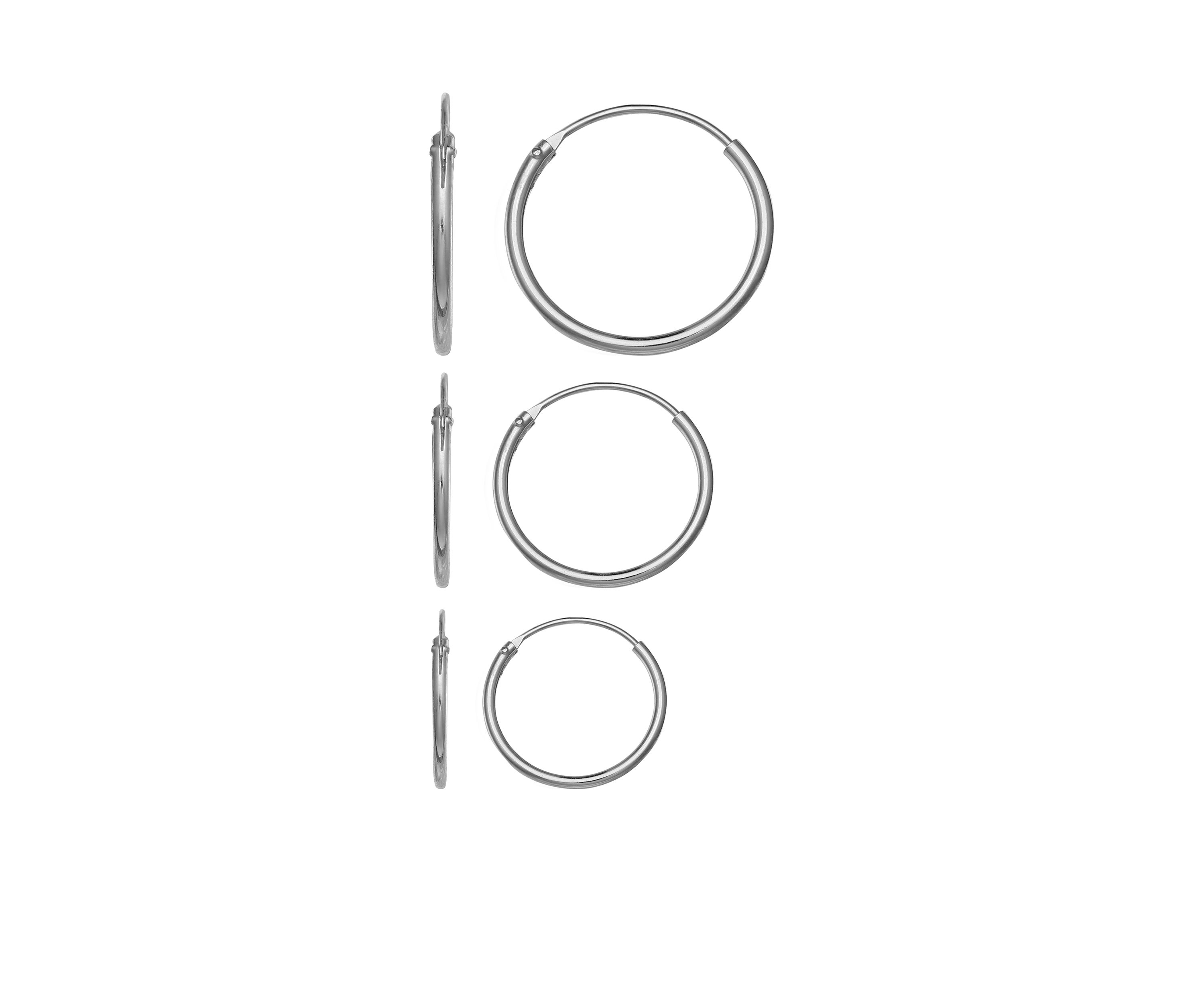 Sterling Silver Trio Set Polished Endless Hoop Earrings